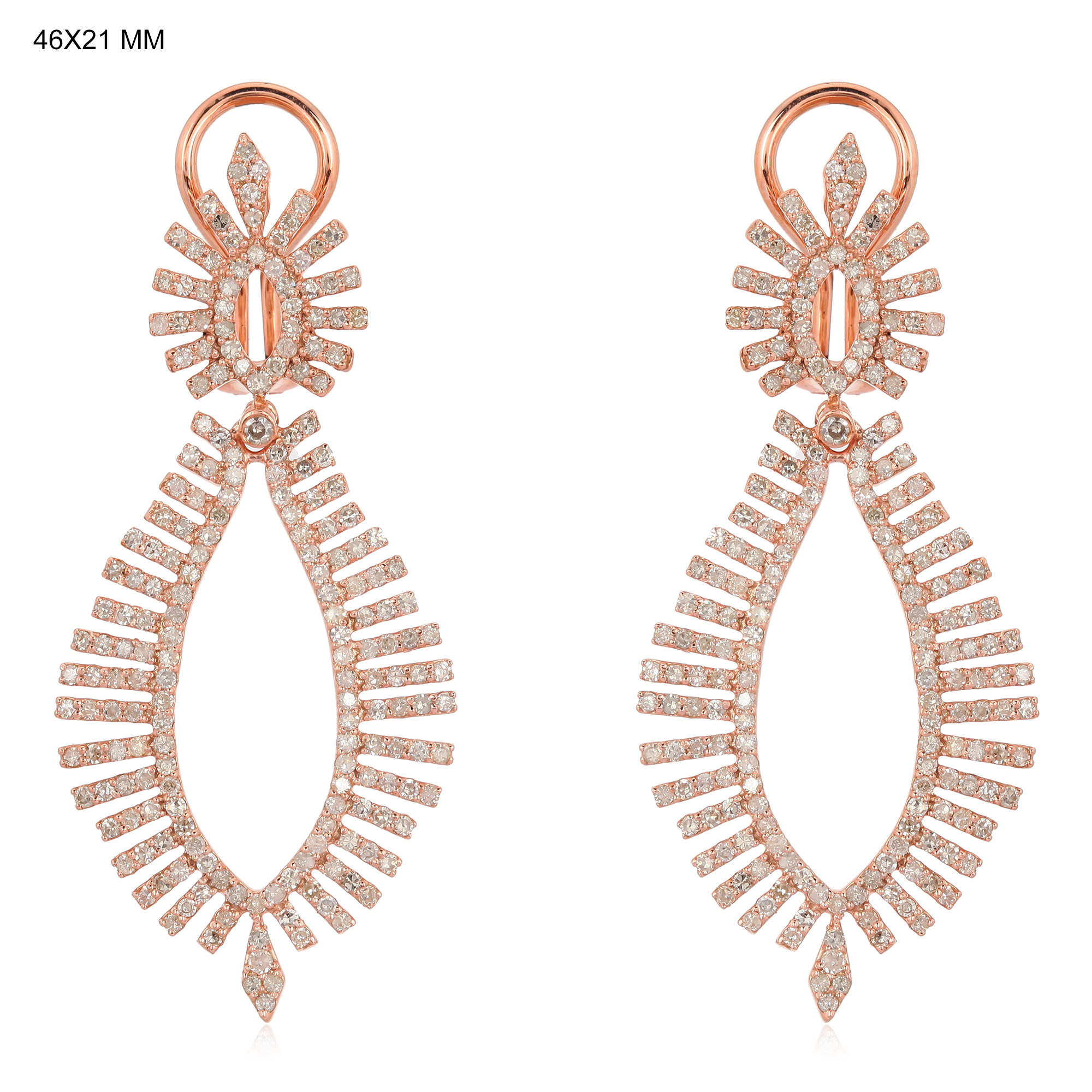 Rose Gold Marquise shaped Leaf Diamond Earrings