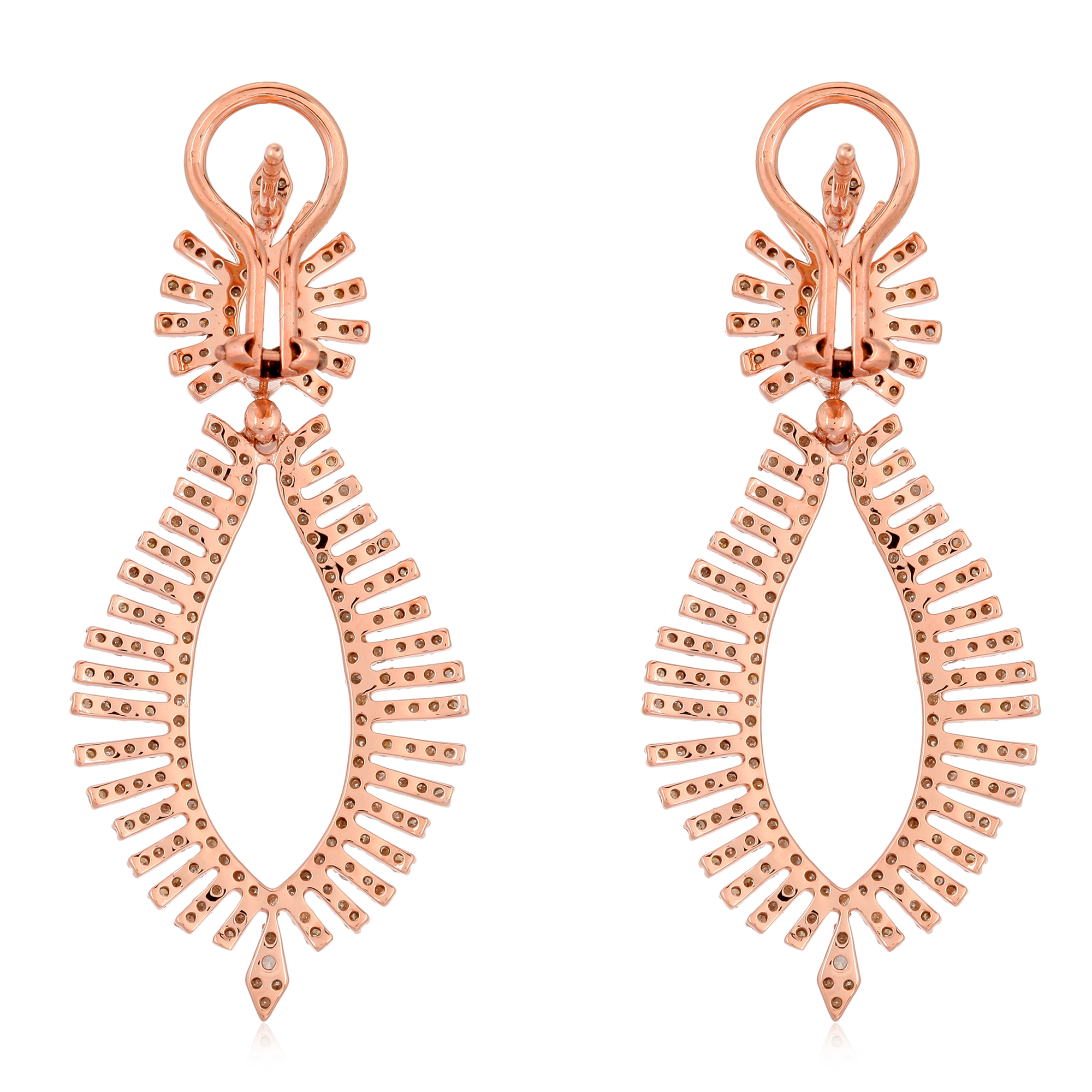 Rose Gold Marquise shaped Leaf Diamond Earrings