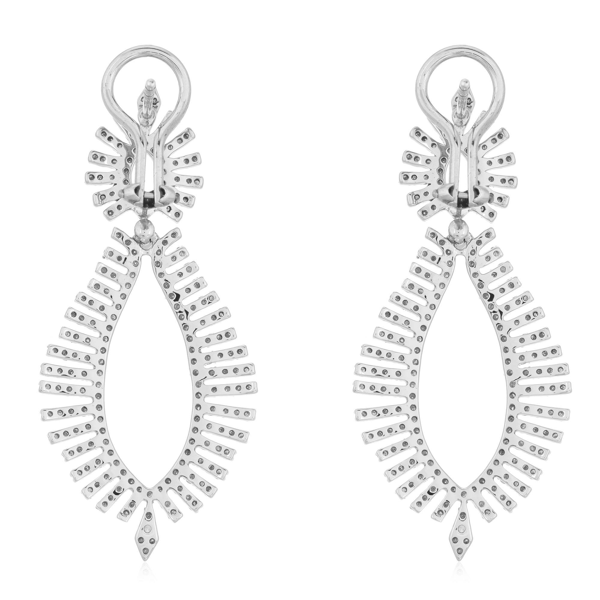 White Gold Marquise shaped Leaf Diamond Earrings