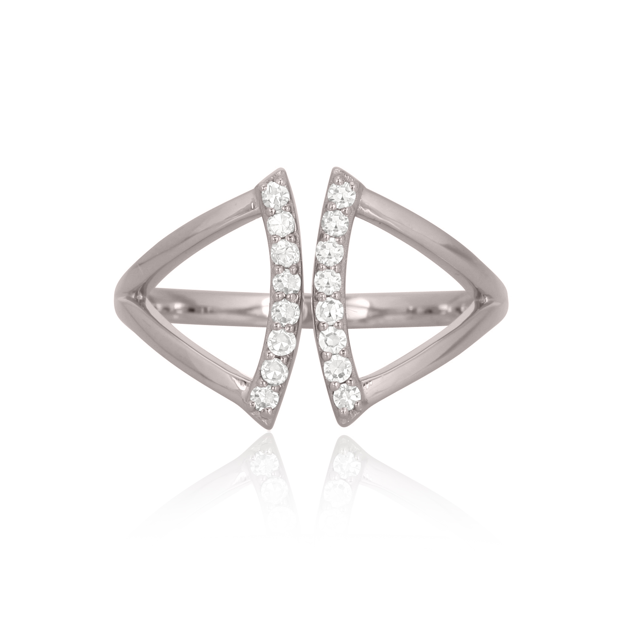 Sterling Silver Diamond Studded Gap Ring