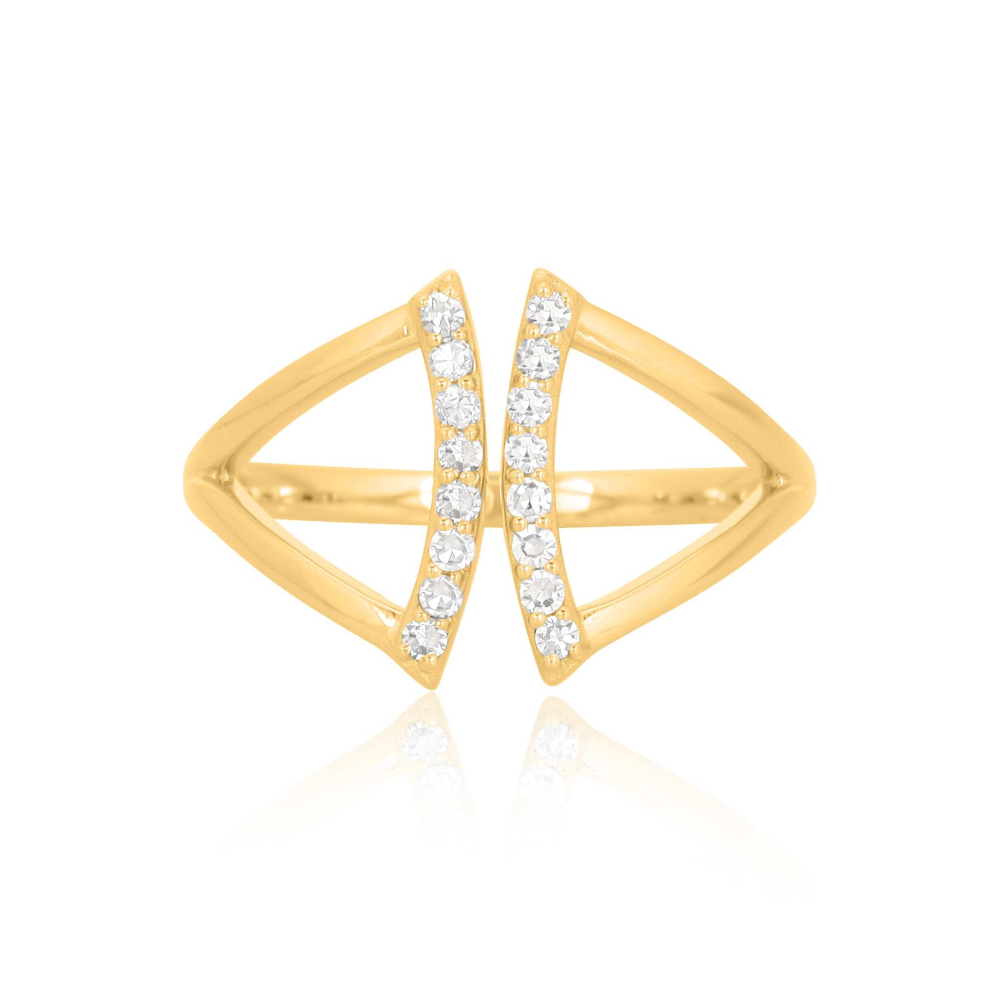 Sterling Silver Diamond Studded Gap Ring