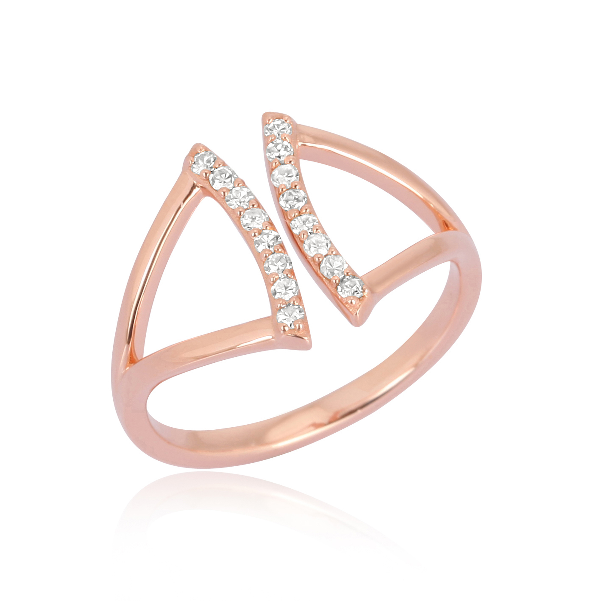 Sterling Silver Diamond Studded Gap Ring