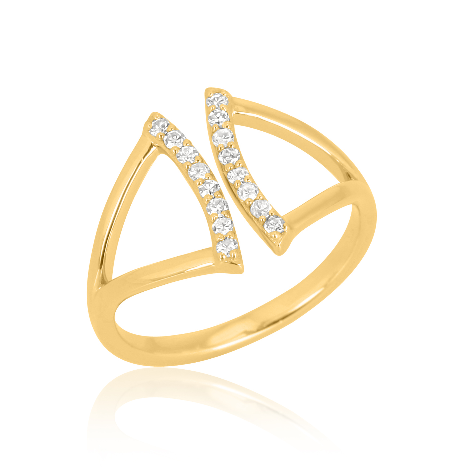 Sterling Silver Diamond Studded Gap Ring