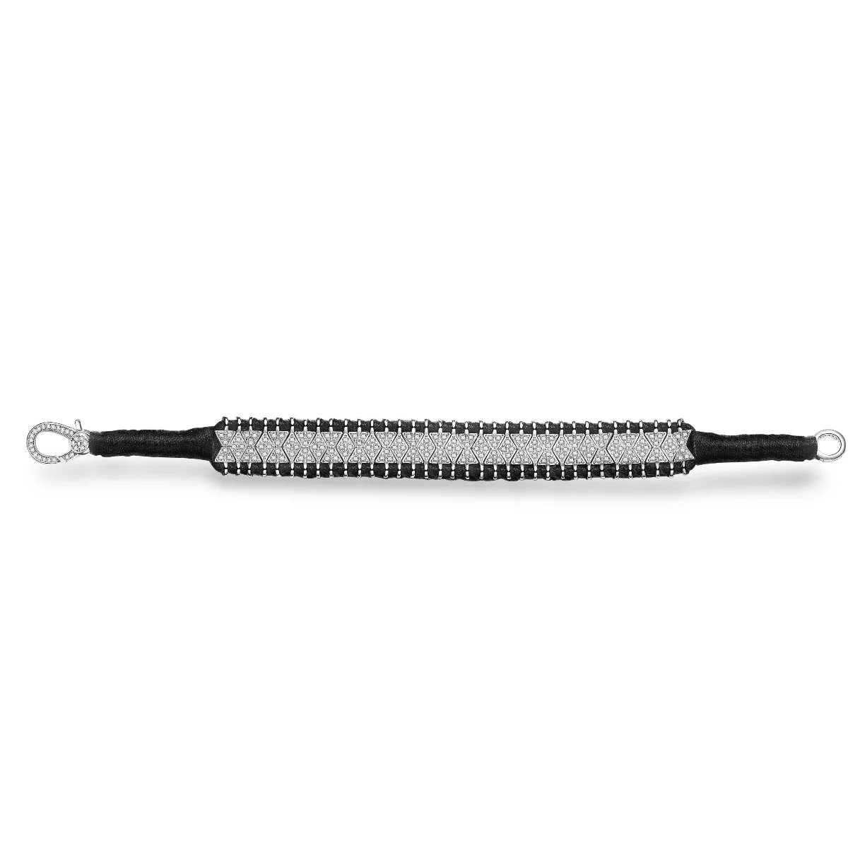 Woven Black Bracelet With Diamonds
