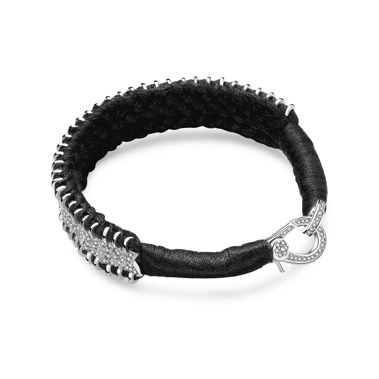 Woven Black Bracelet With Diamonds