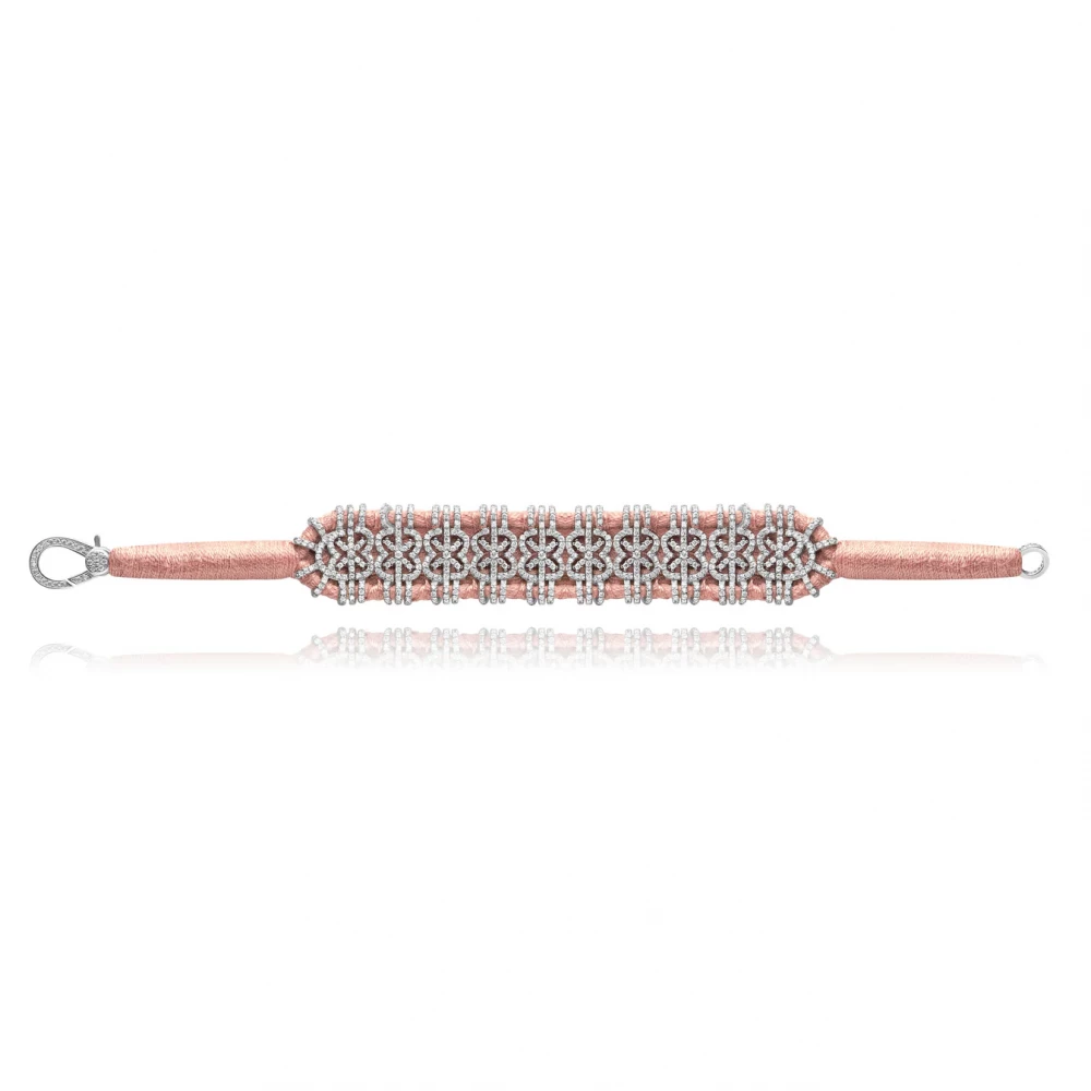 Woven Nude Bracelet With Diamonds