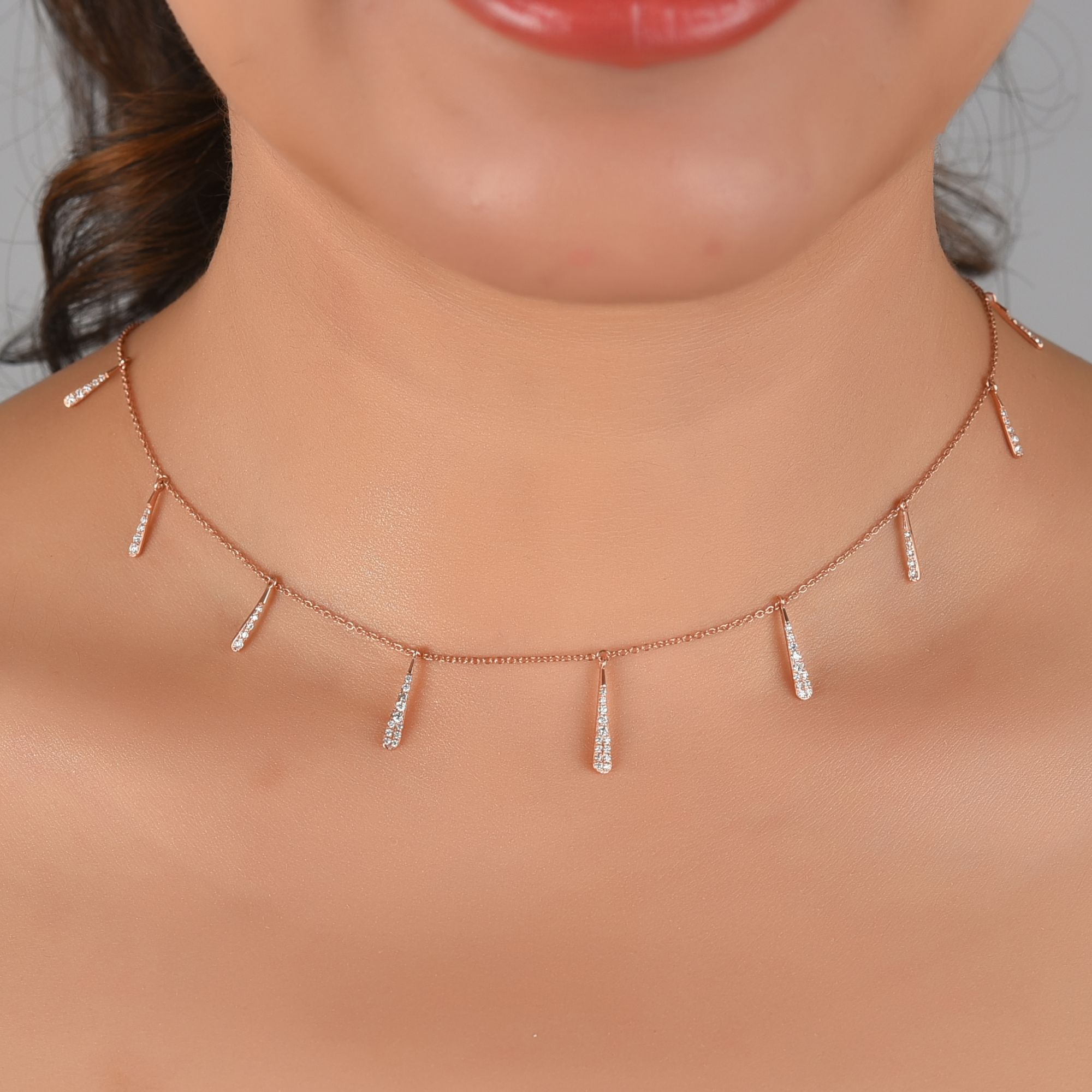 Rose Gold Charm Diamond Necklace