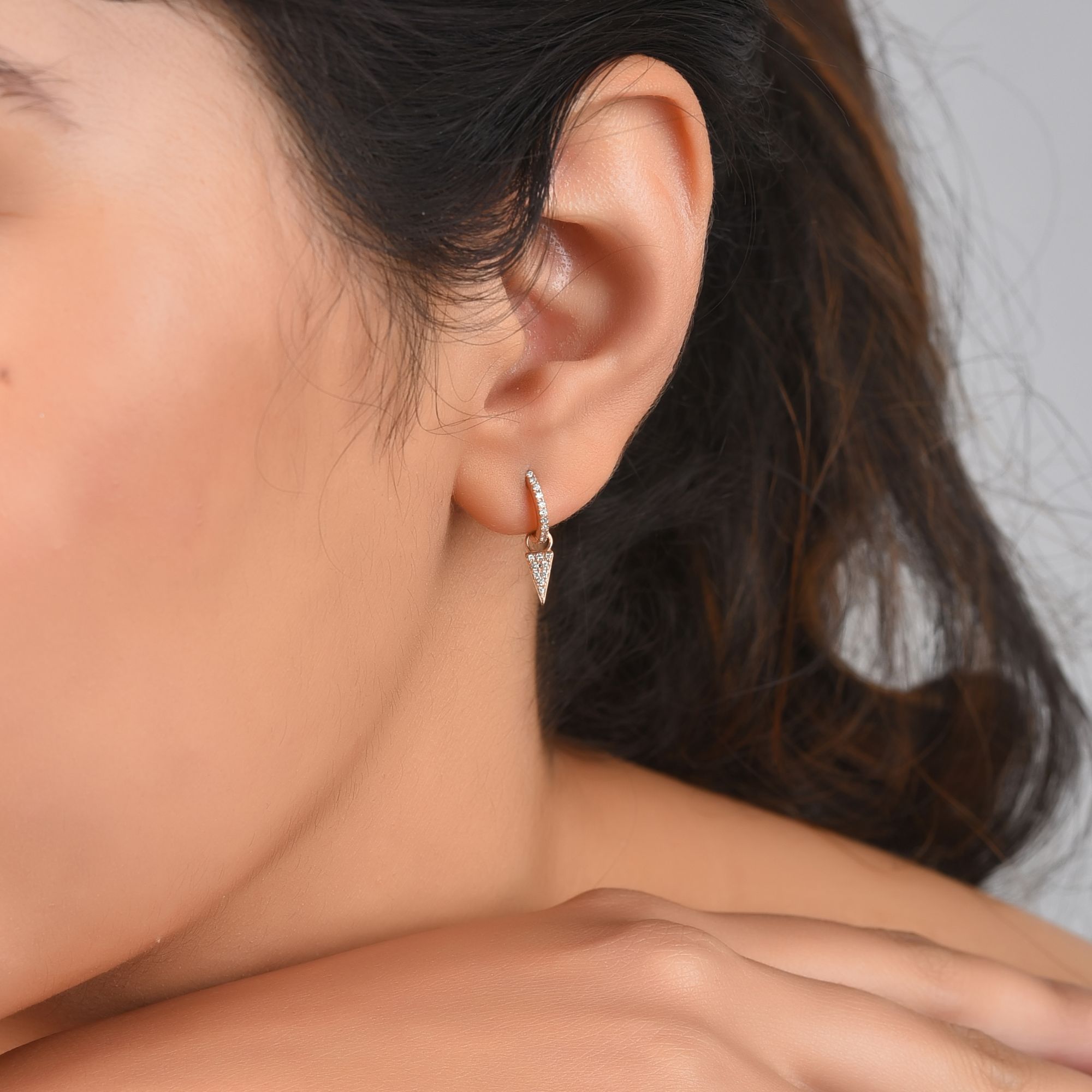 Rose Gold Hoop Diamond Earrings