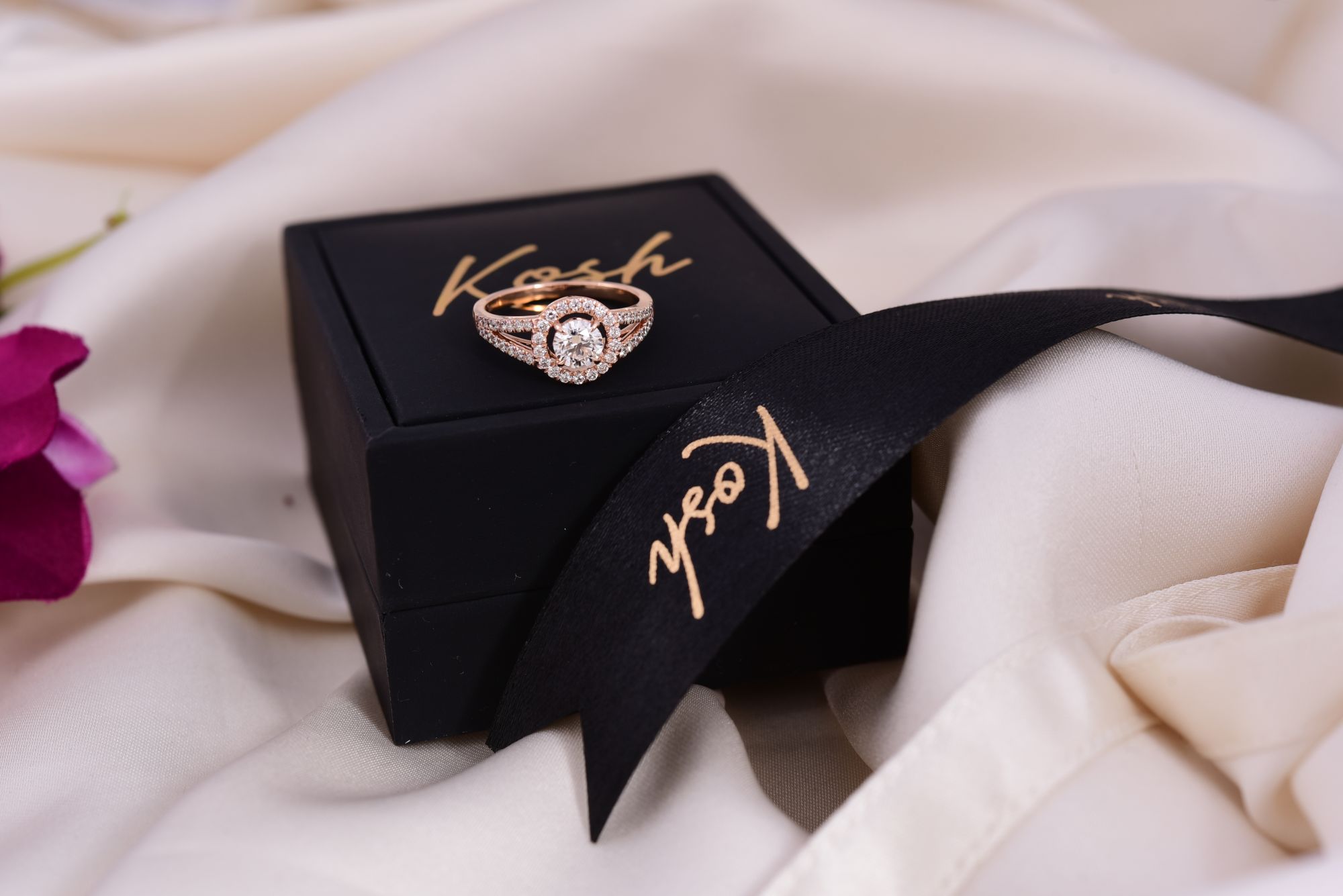 Rose Gold Engagement Solitaire Diamond Ring