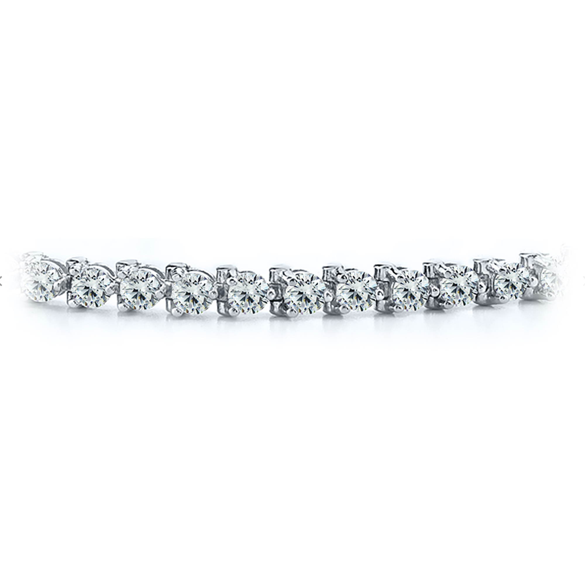White Gold 385 Cts Three Prong Diamond Tennis Bracelet