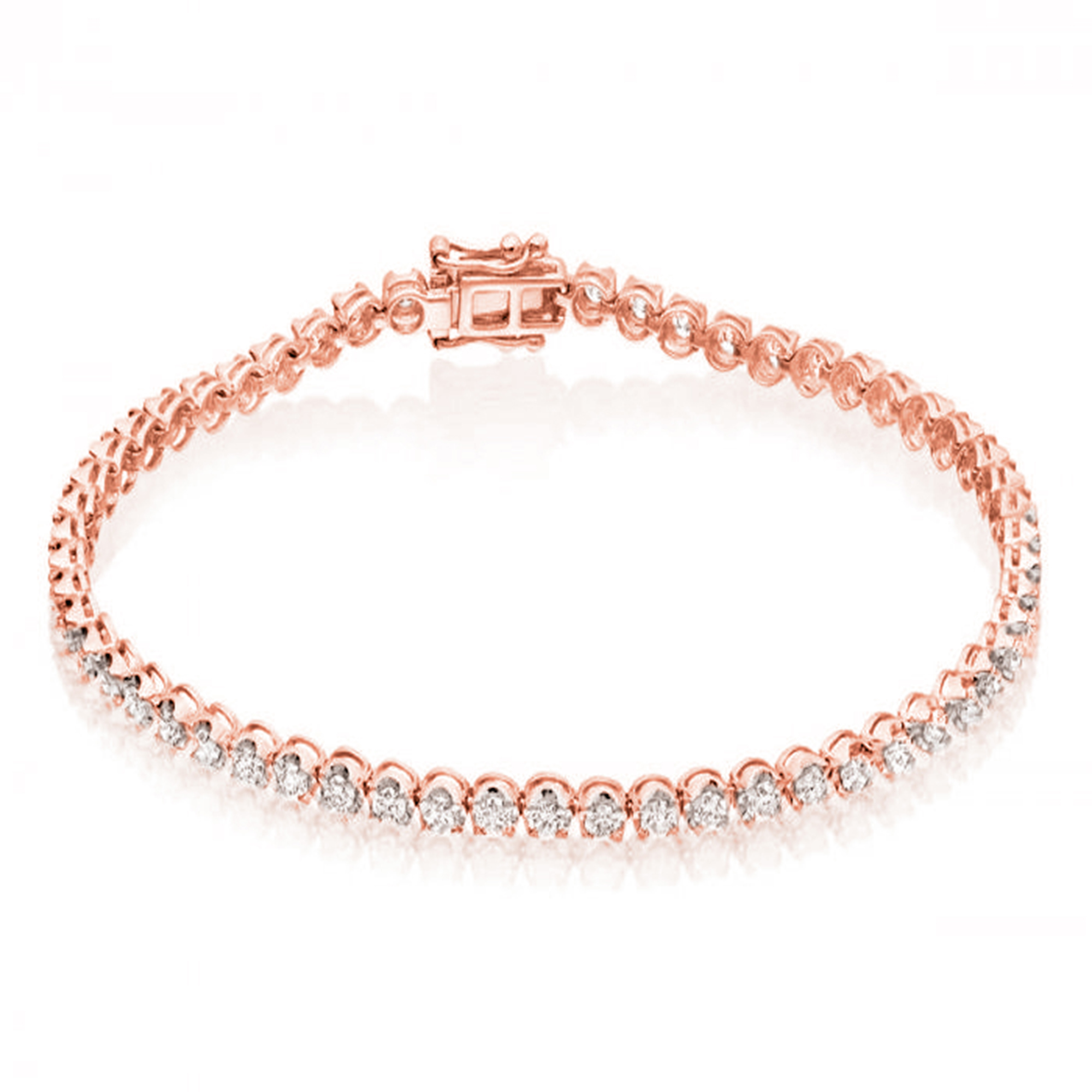 Rose Gold 200 Cts Tiger Prong Diamond Tennis Bracelet