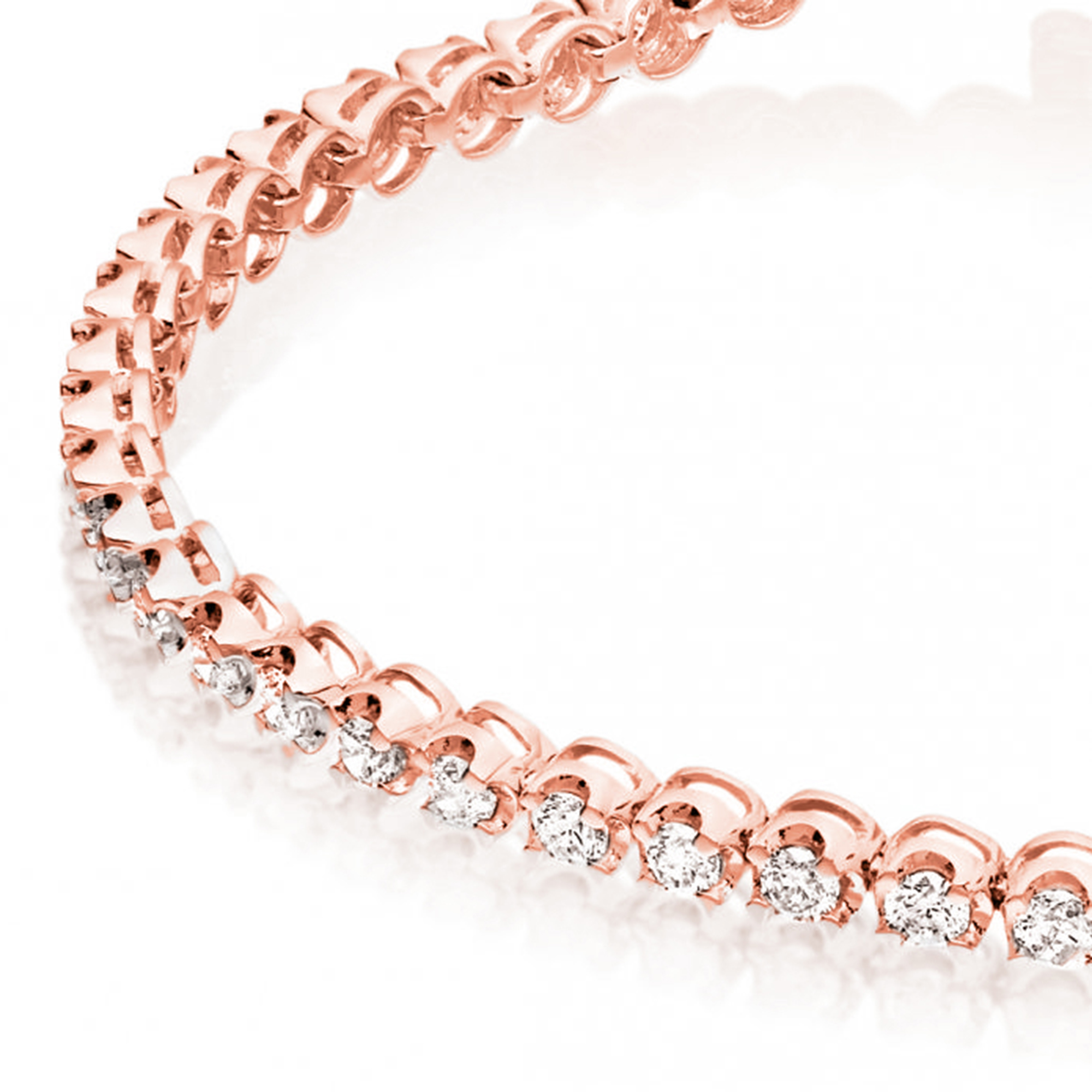 Rose Gold 200 Cts Tiger Prong Diamond Tennis Bracelet