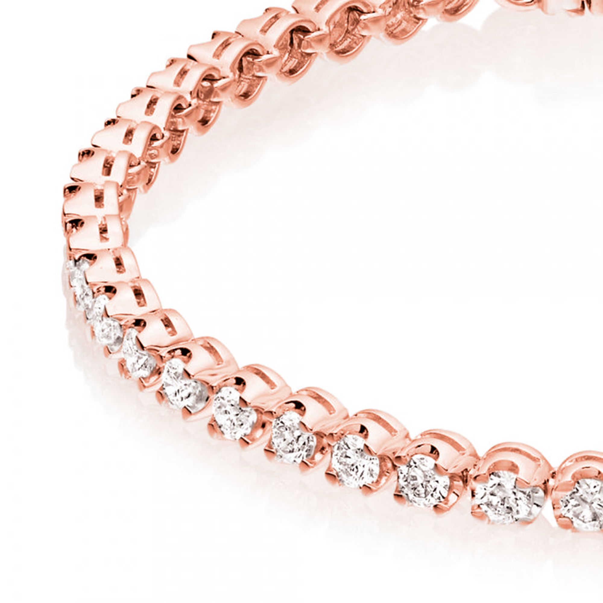 Rose Gold 380 Cts Tiger Prong Diamond Tennis Bracelet