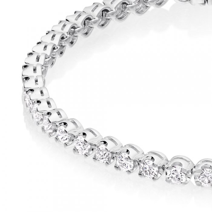 White Gold 3 Cts Tiger Prong Diamond Tennis Bracelet
