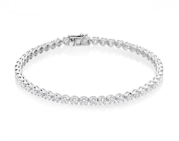 White Gold 3 Cts Tiger Prong Diamond Tennis Bracelet