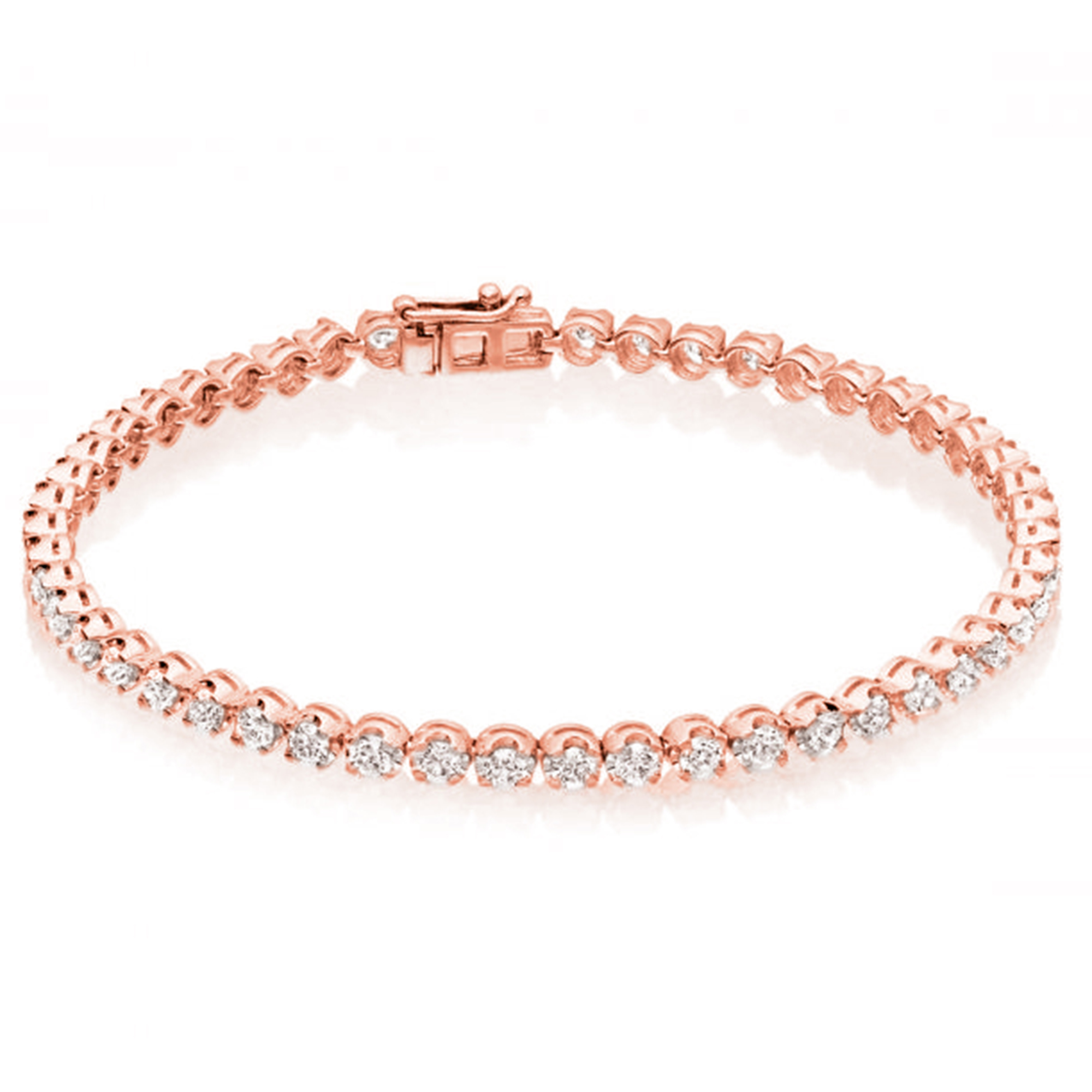 Rose Gold 3 Cts Tiger Prong Diamond Tennis Bracelet