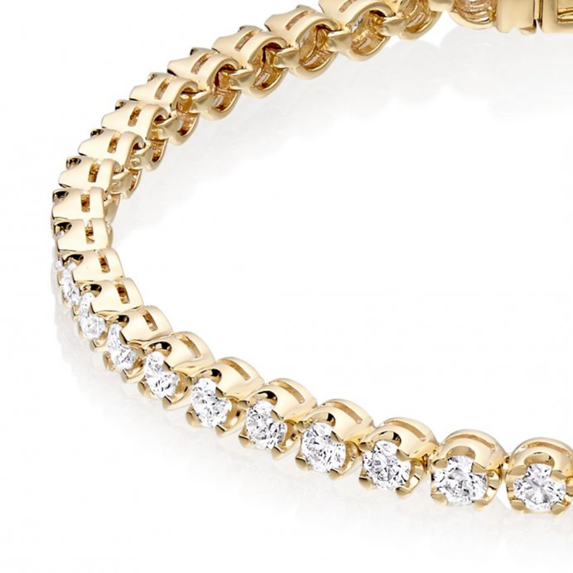 Yellow Gold 380 Cts Tiger Prong Diamond Tennis Bracelet