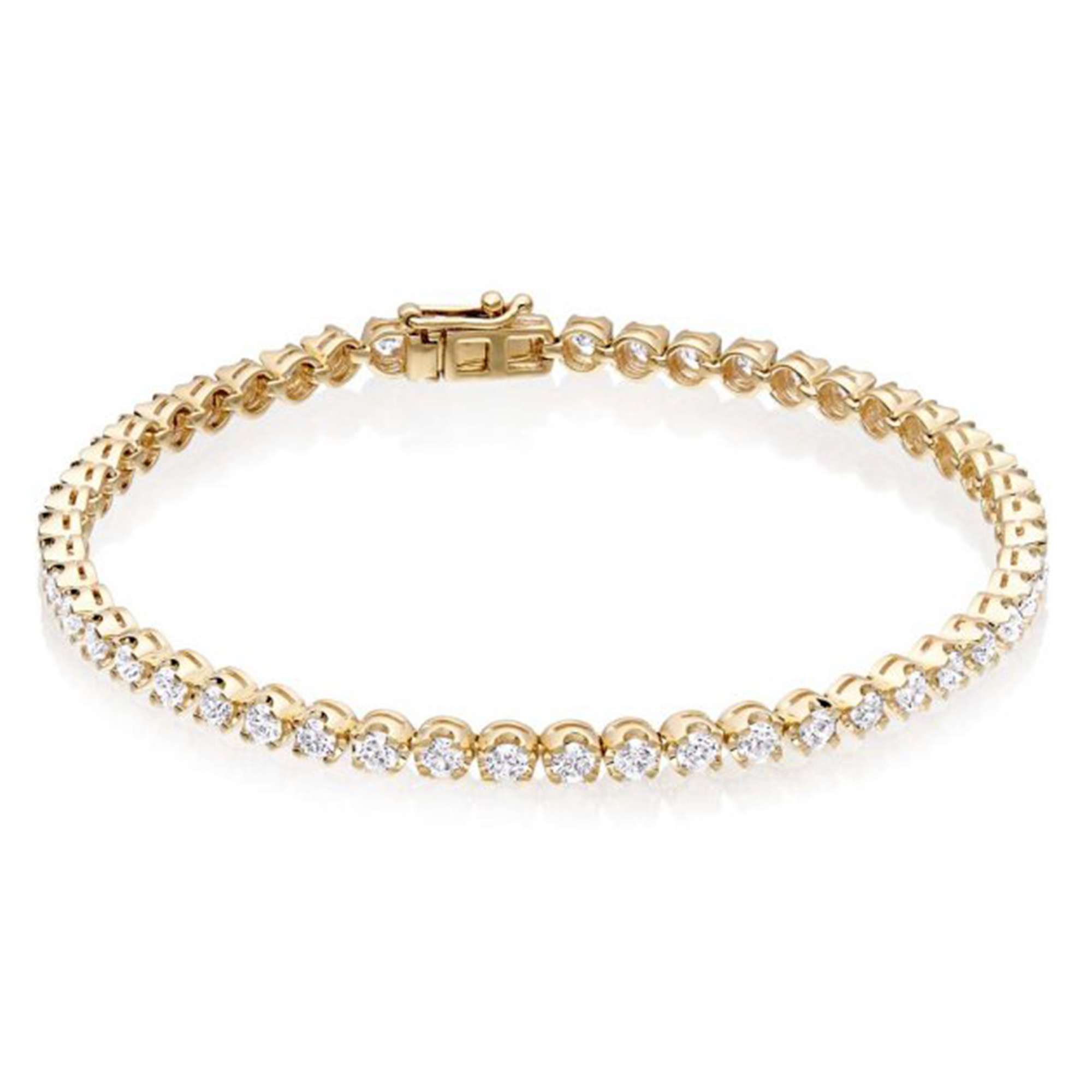 Yellow Gold 380 Cts Tiger Prong Diamond Tennis Bracelet