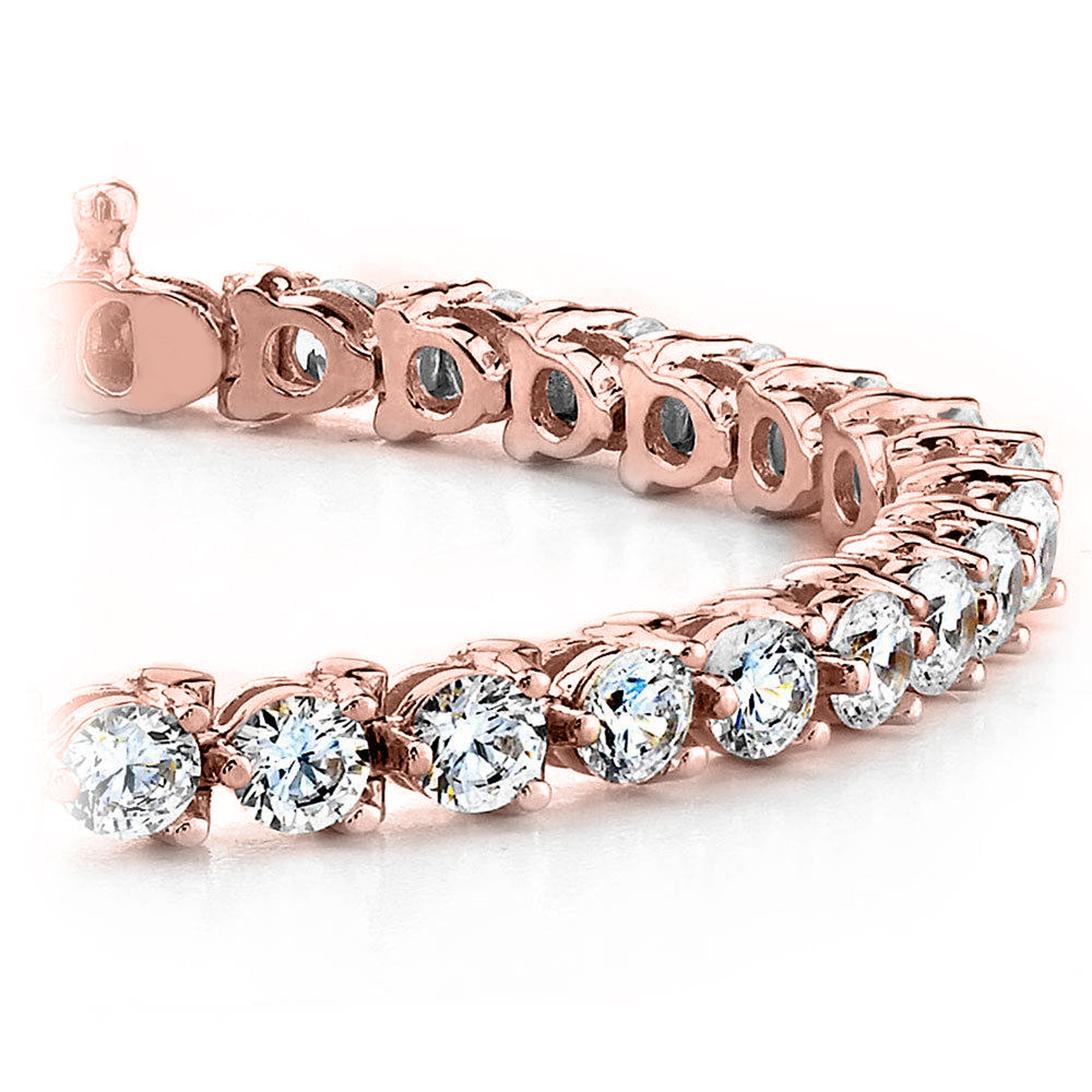 Rose Gold 200 Cts Three Prong Setting Diamond Tennis Bracelet