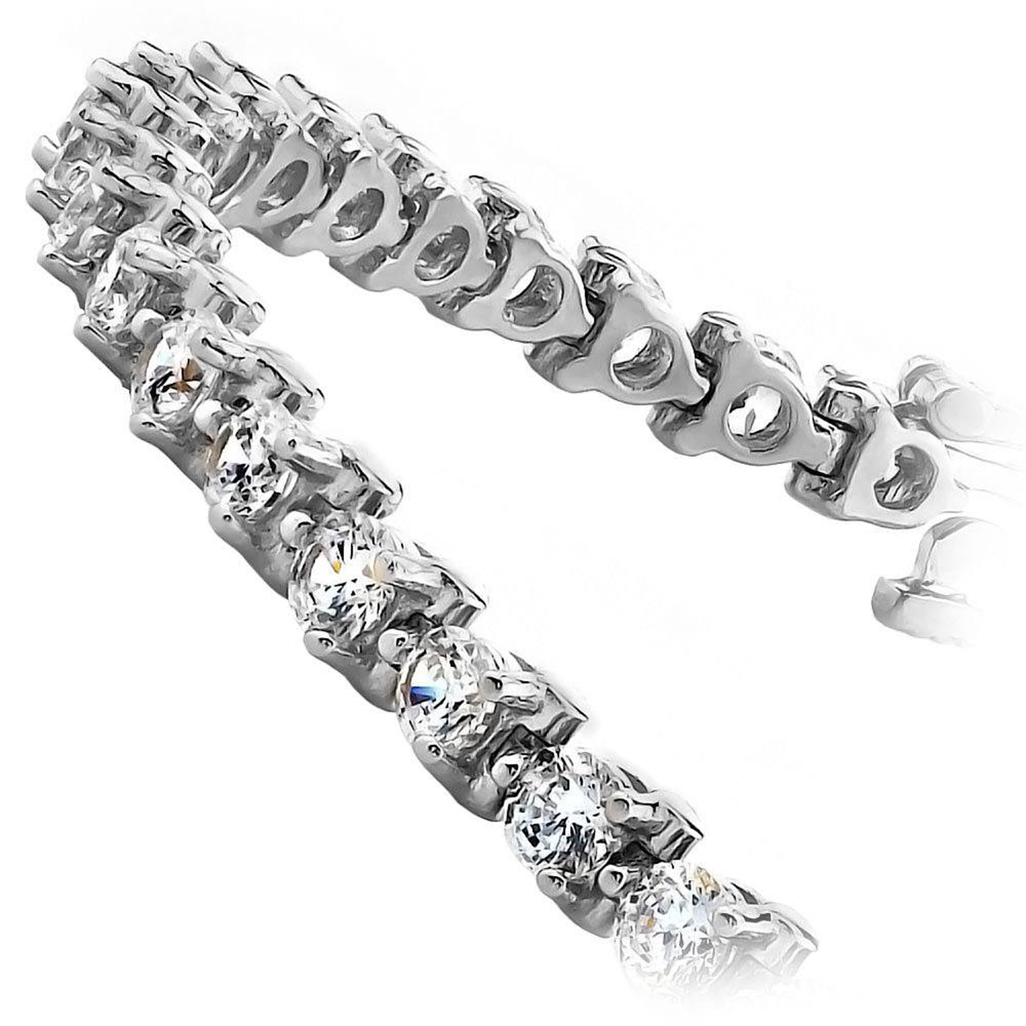 White Gold 200 Cts  Three Prong Diamond Tennis Bracelet