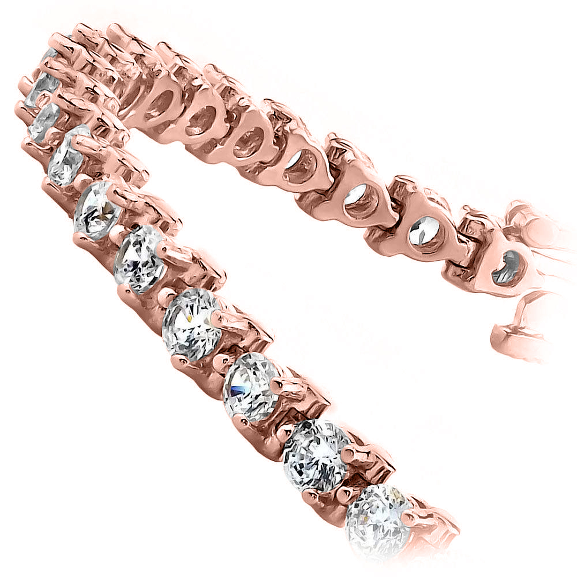 Rose Gold 200 Cts Three Prong Setting Diamond Tennis Bracelet