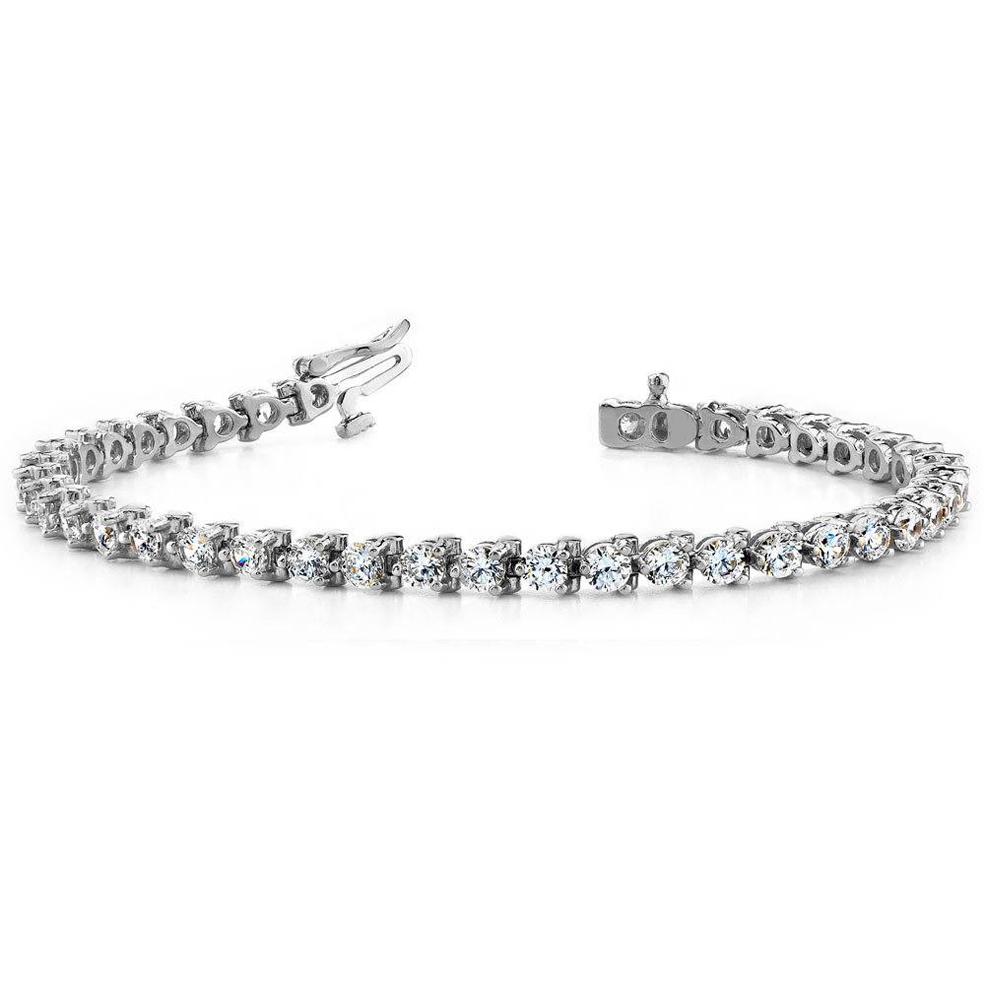 White Gold 324 Cts Three Prong Diamond Tennis Bracelet