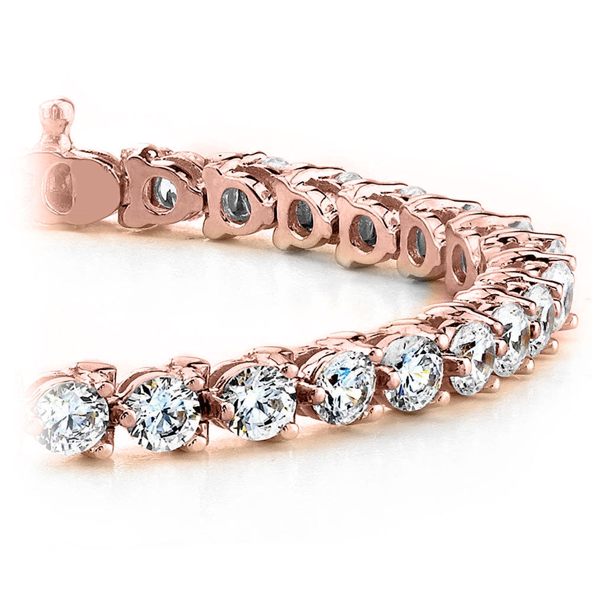 Rose Gold 324 Cts Three Prong Diamond Tennis Bracelet