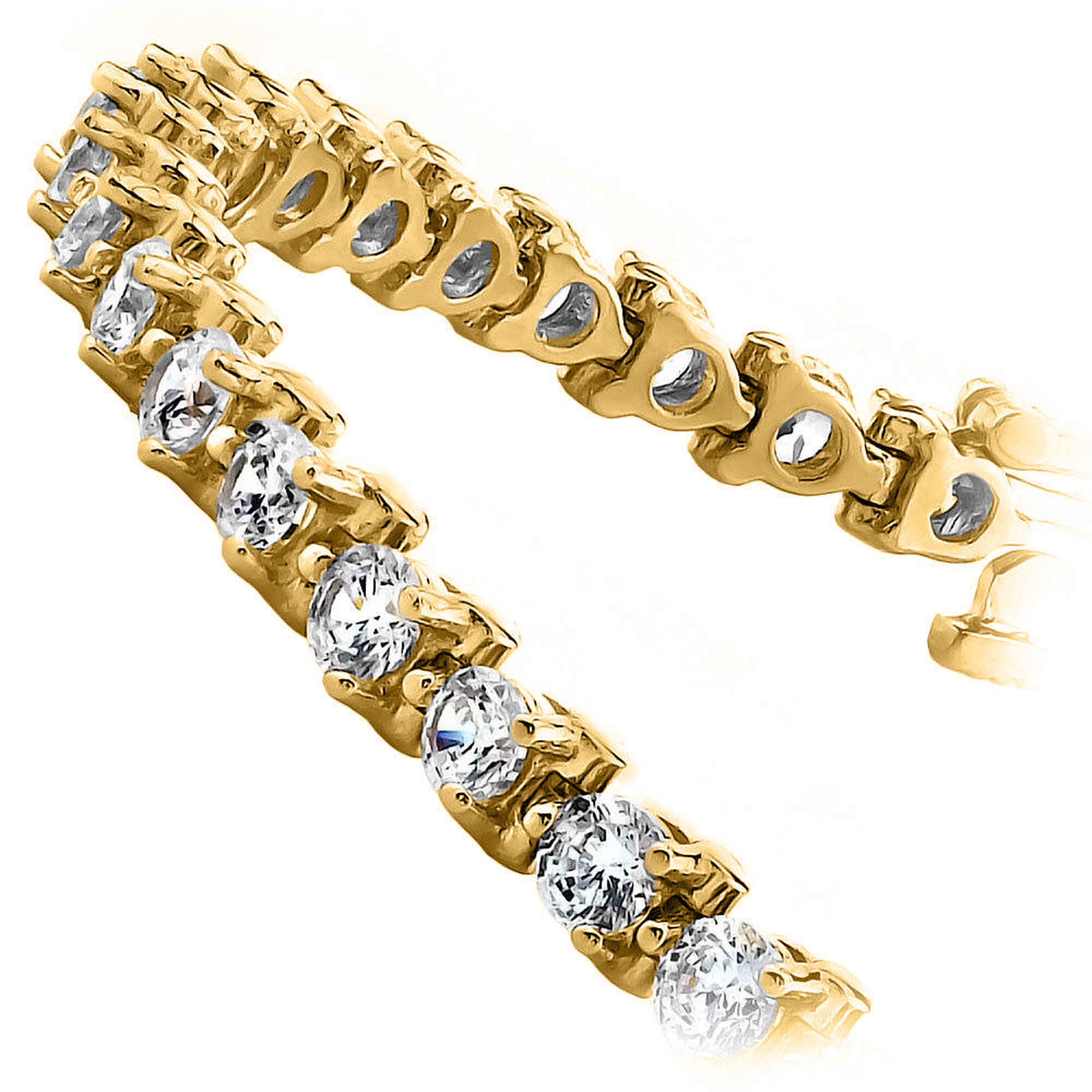 Yellow Gold 324 Cts Three Prong Diamond Tennis Bracelet