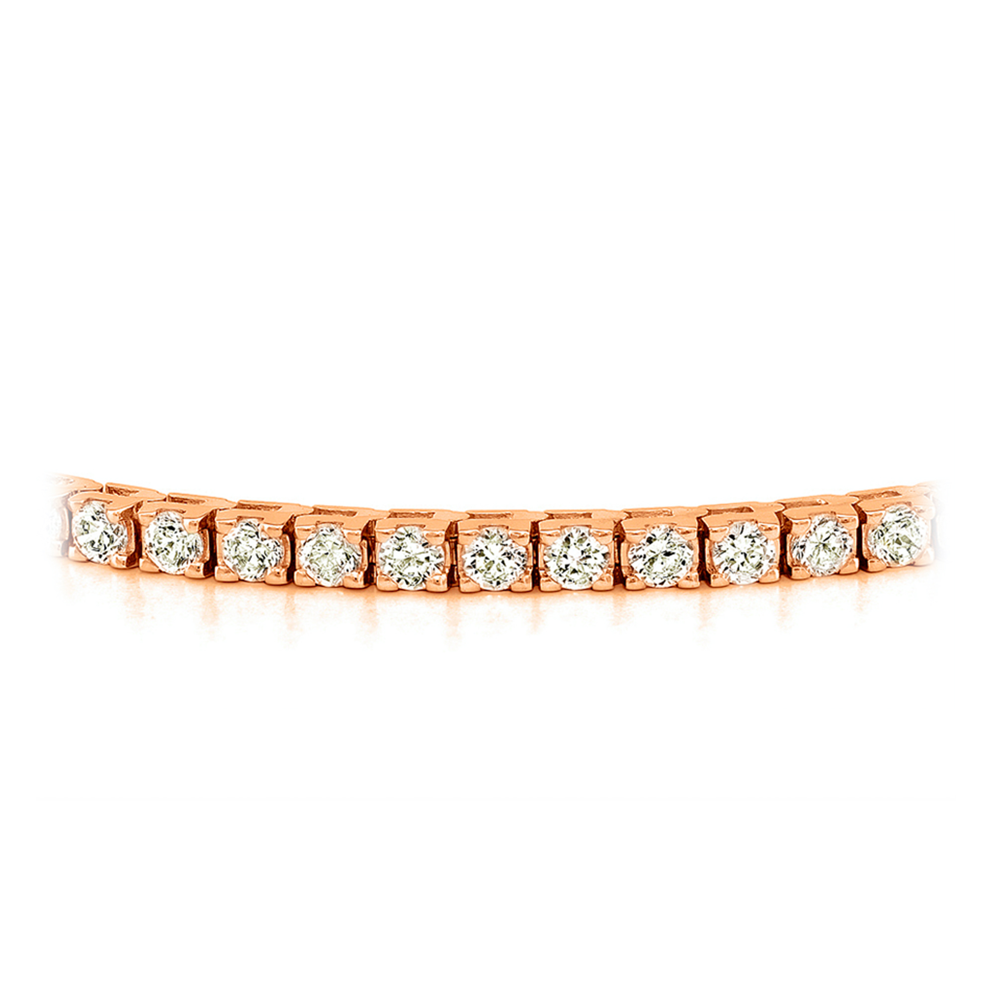 Rose Gold 220 Cts Four Prong Diamond Tennis Bracelet