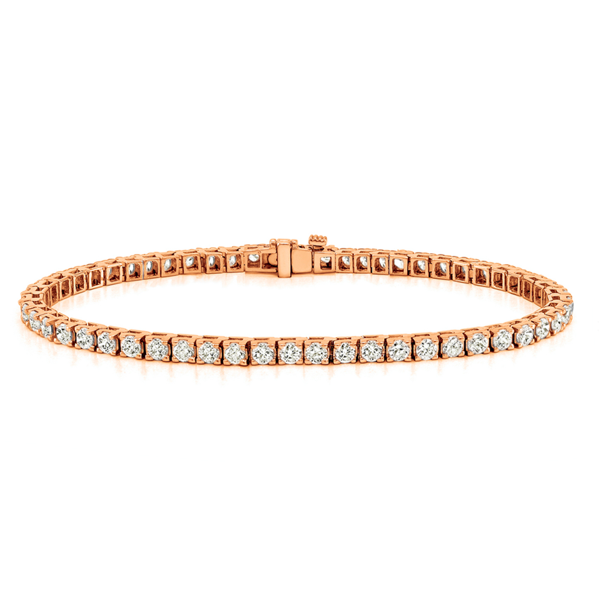 Rose Gold 220 Cts Four Prong Diamond Tennis Bracelet