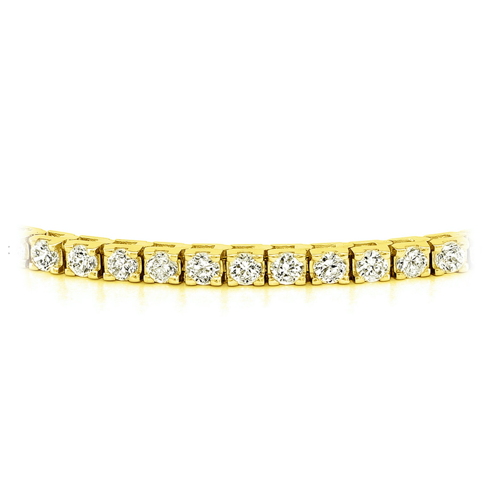 Yellow Gold 220 Cts Four Prong Diamond Tennis Bracelet