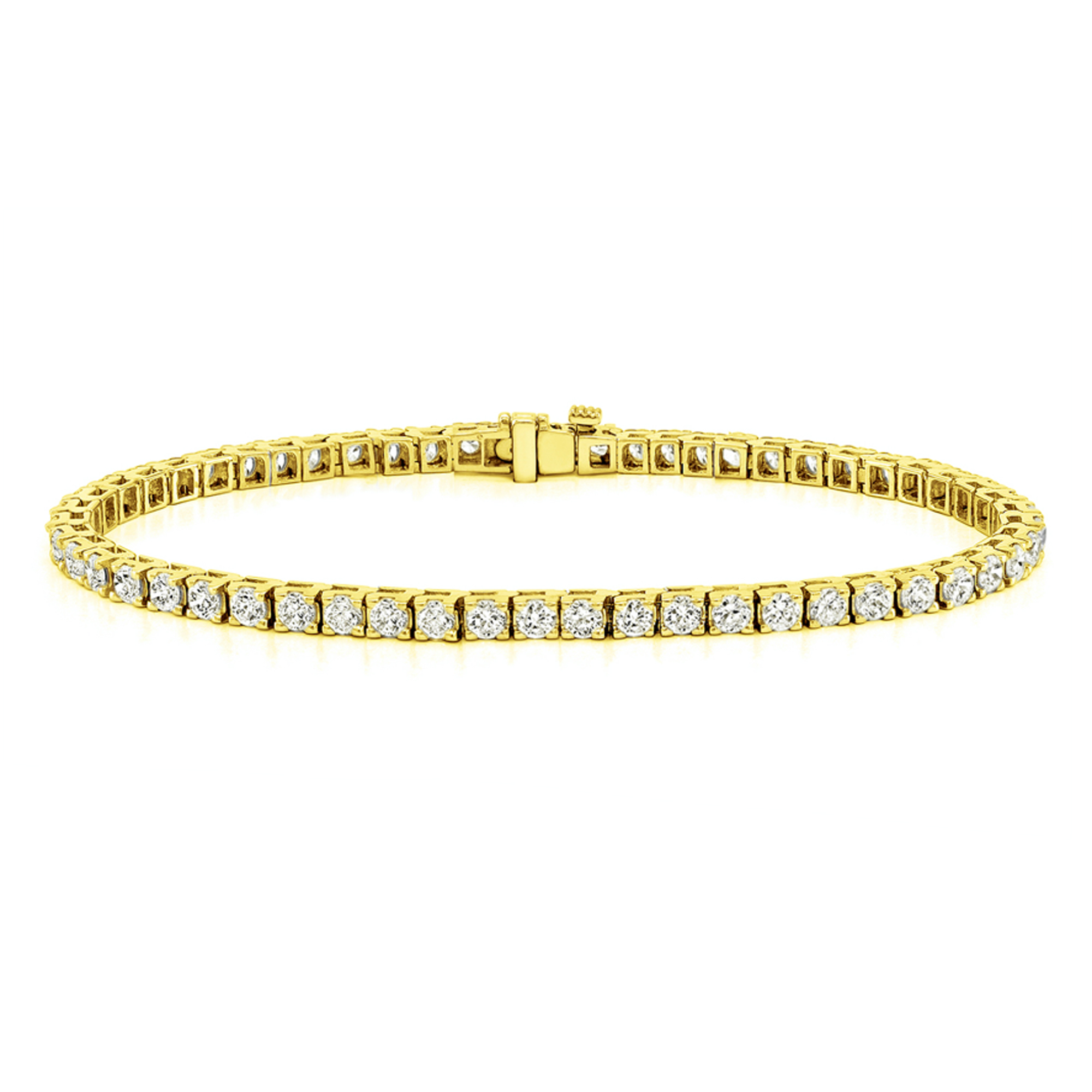 Yellow Gold 220 Cts Four Prong Diamond Tennis Bracelet