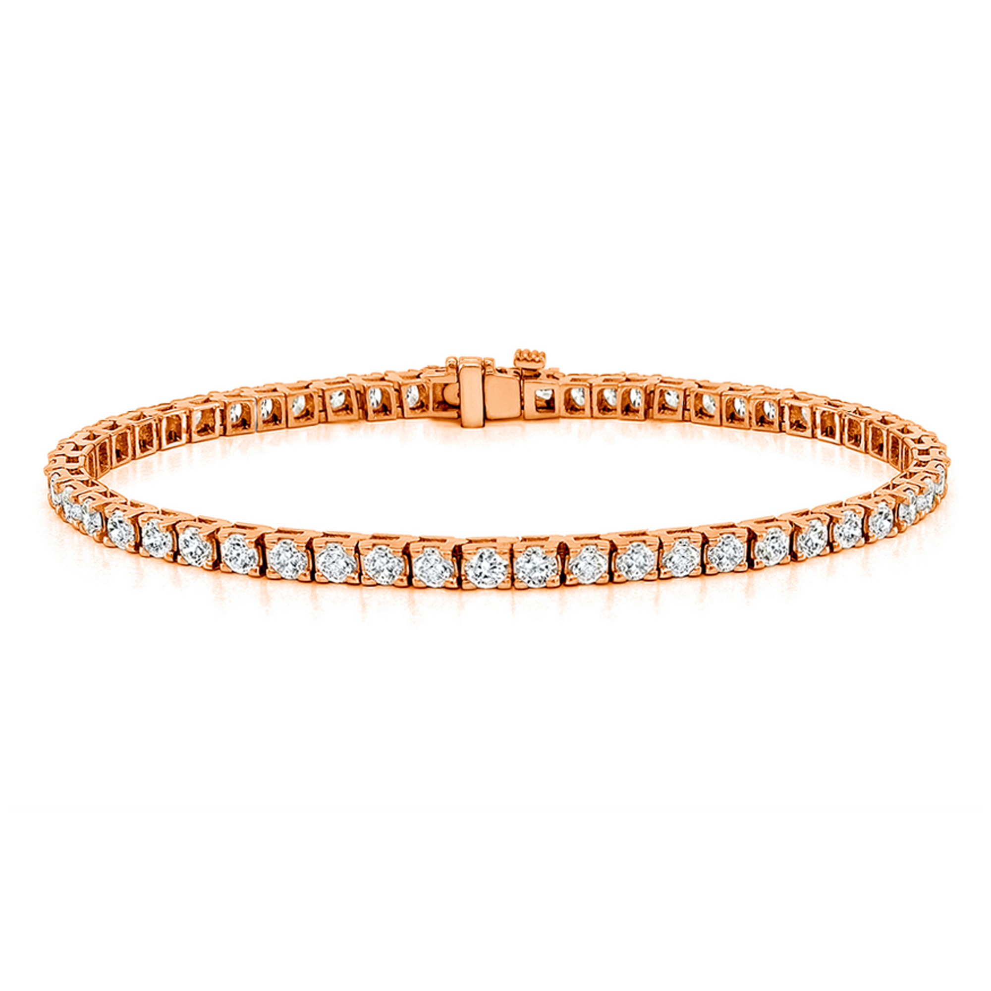 Rose Gold 304 Cts Four Prong Diamond Tennis Bracelet