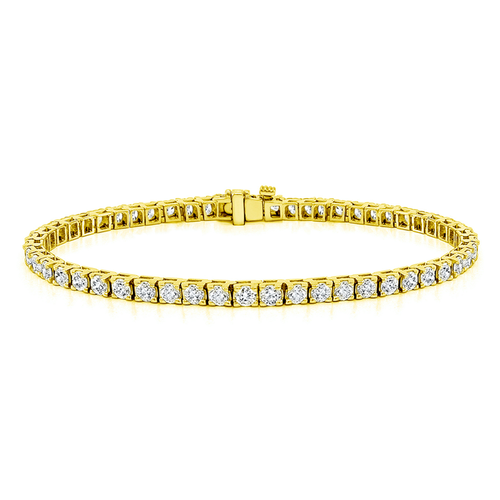 Yellow Gold 304 Cts Four Prong Diamond Tennis Bracelet