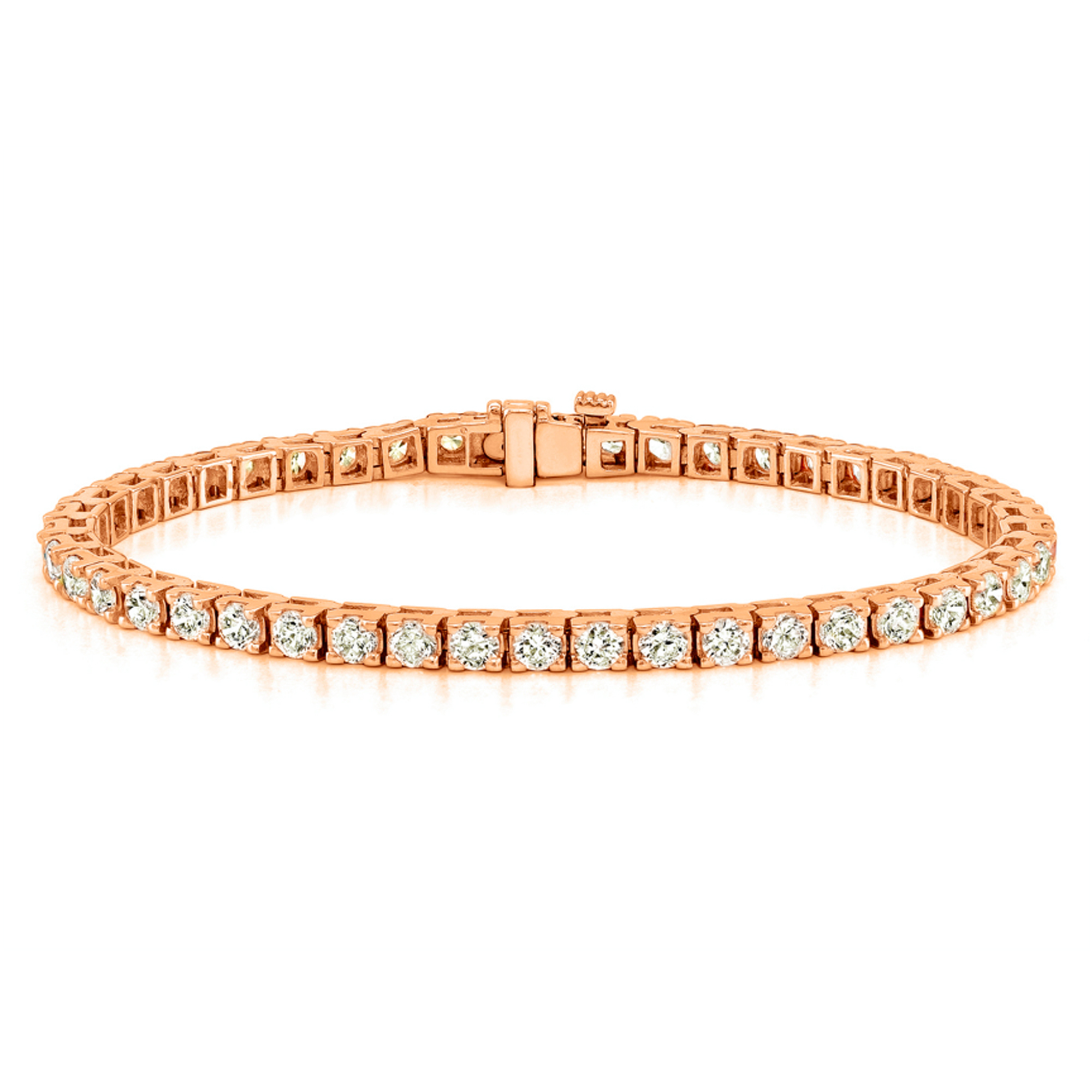 Rose Gold 434 Cts Four Prong Diamond Tennis Bracelet