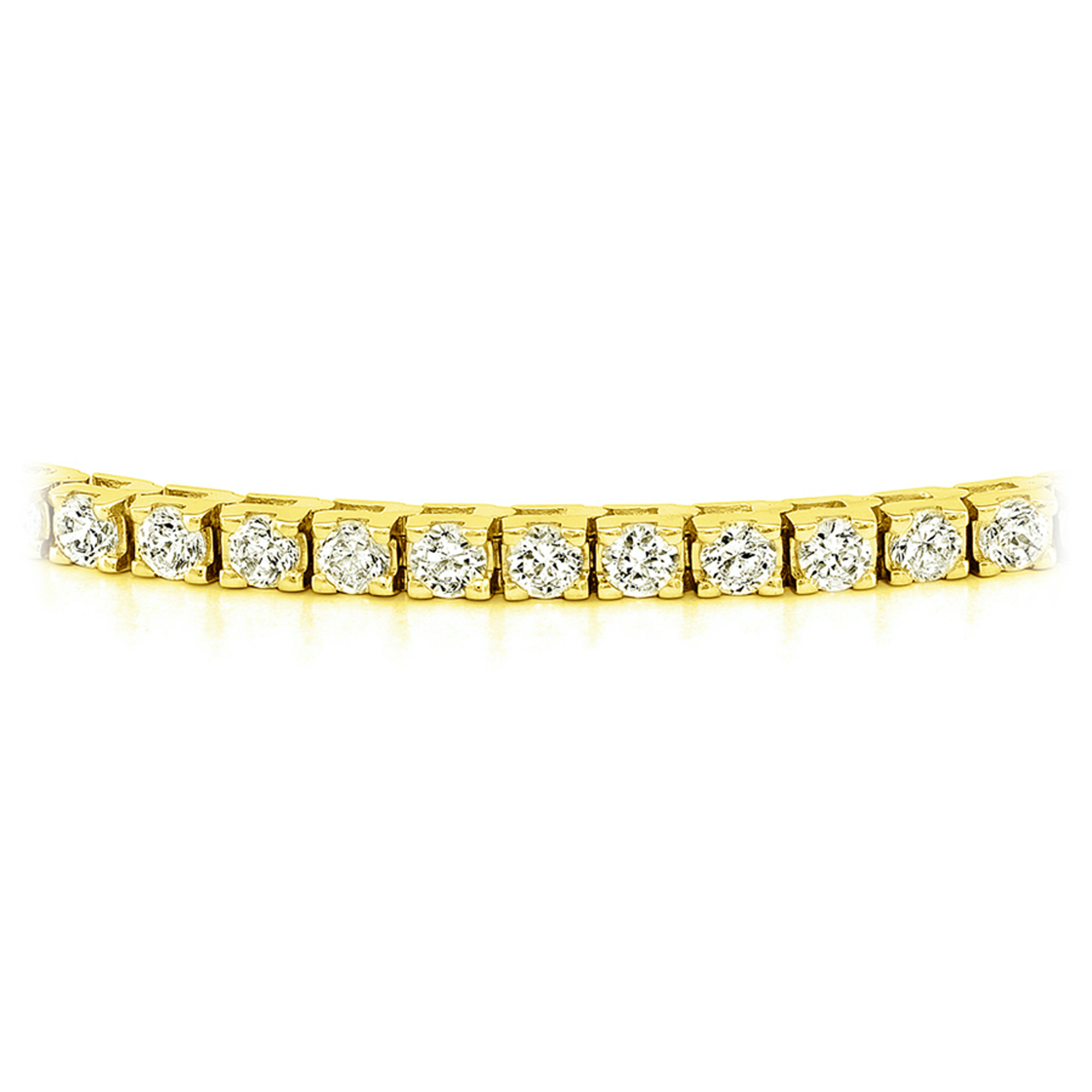 Yellow Gold 434 Cts Four Prong Diamond Tennis Bracelet