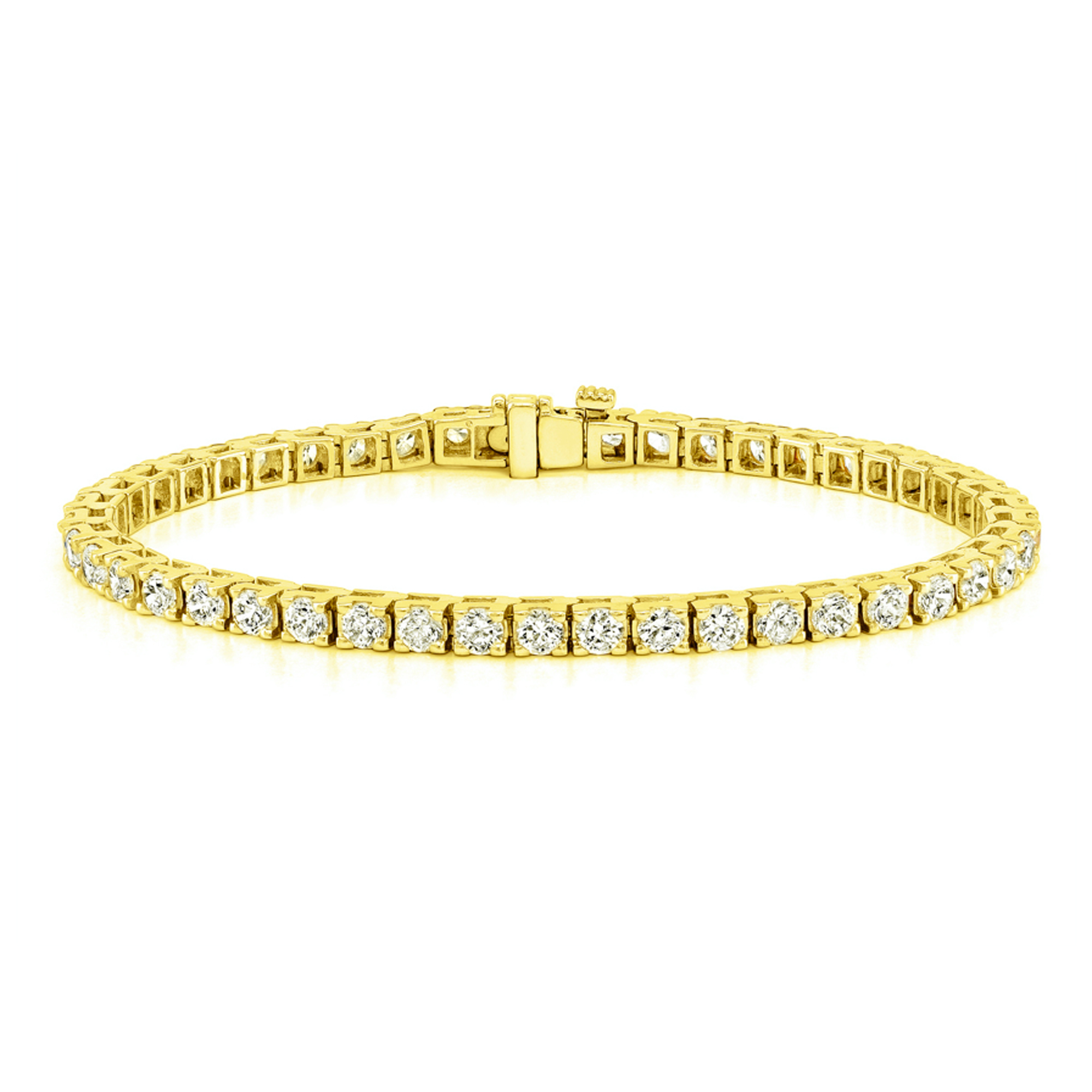 Yellow Gold 434 Cts Four Prong Diamond Tennis Bracelet