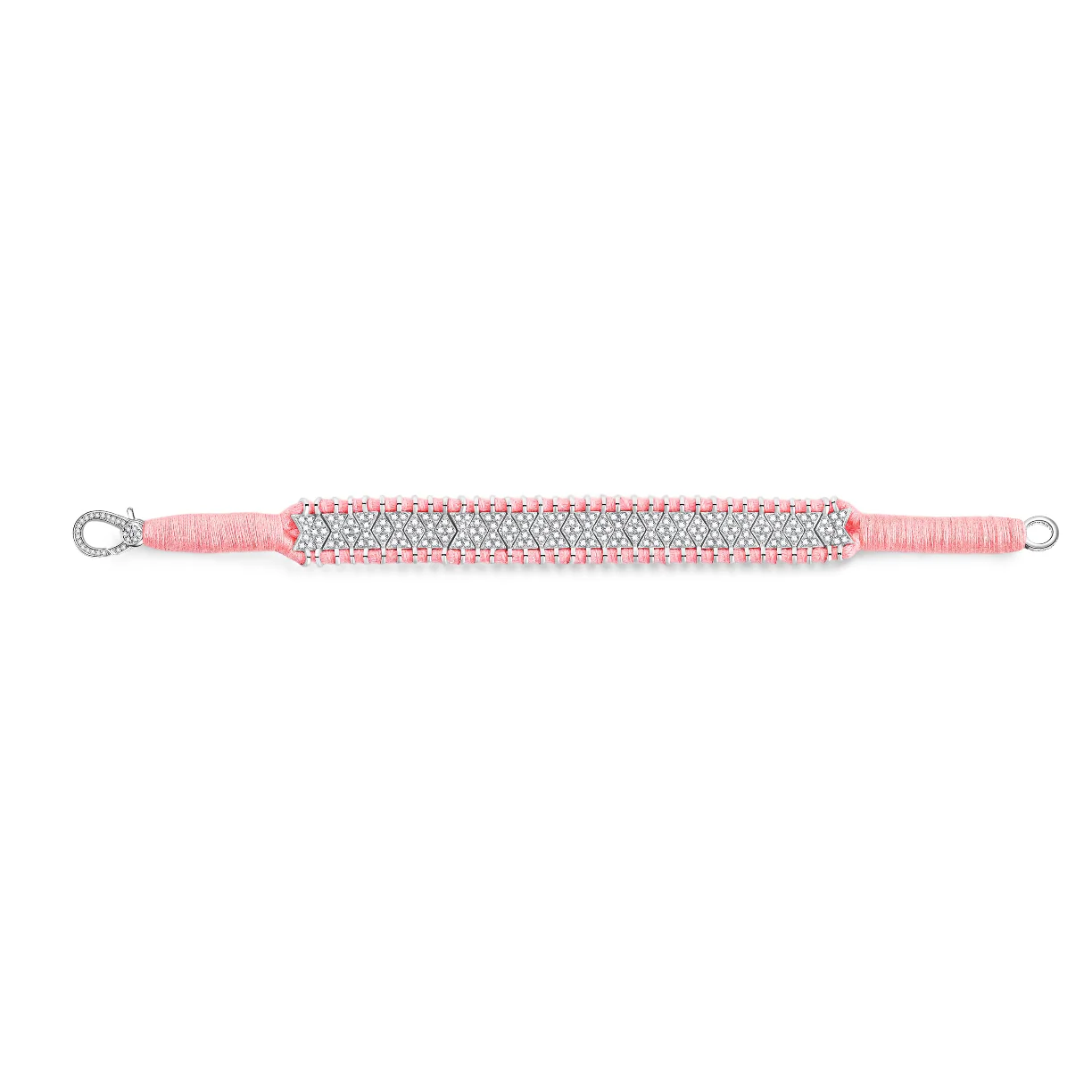 Woven Coral Bracelet With Diamonds