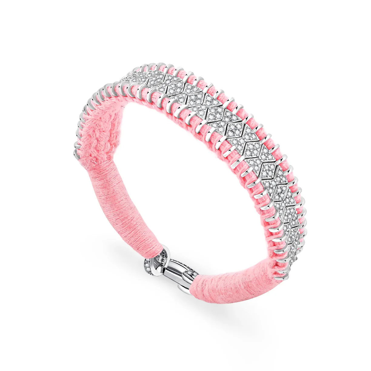 Woven Coral Bracelet With Diamonds