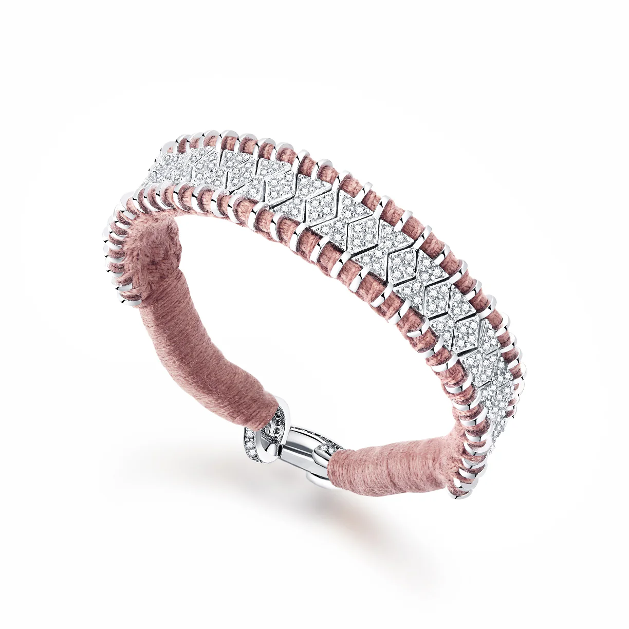 Woven Nude Bracelet With Diamonds