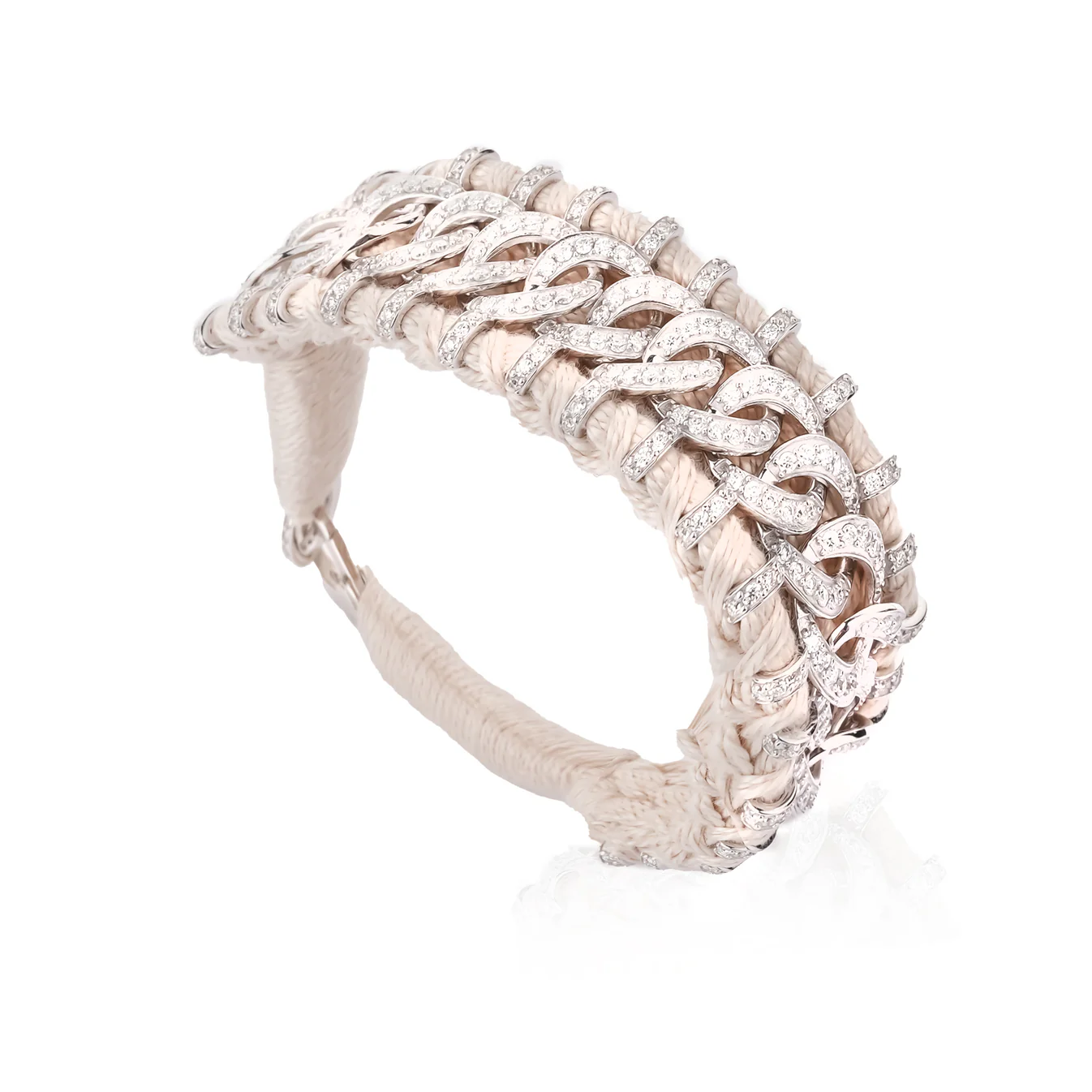 Woven Vanilla Bracelet With Diamonds