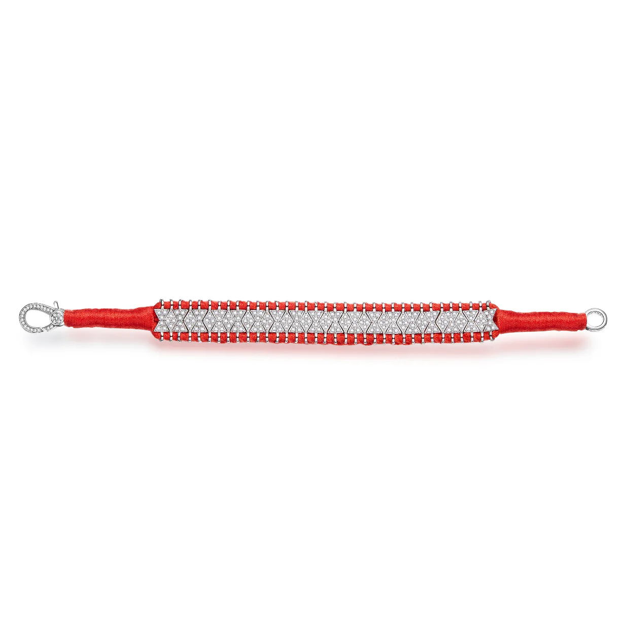 Woven Red Bracelet With Diamonds