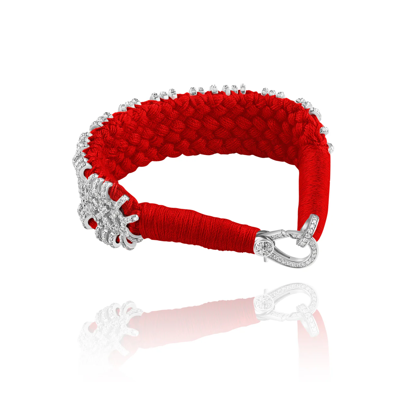 Woven Red Bracelet With Diamonds