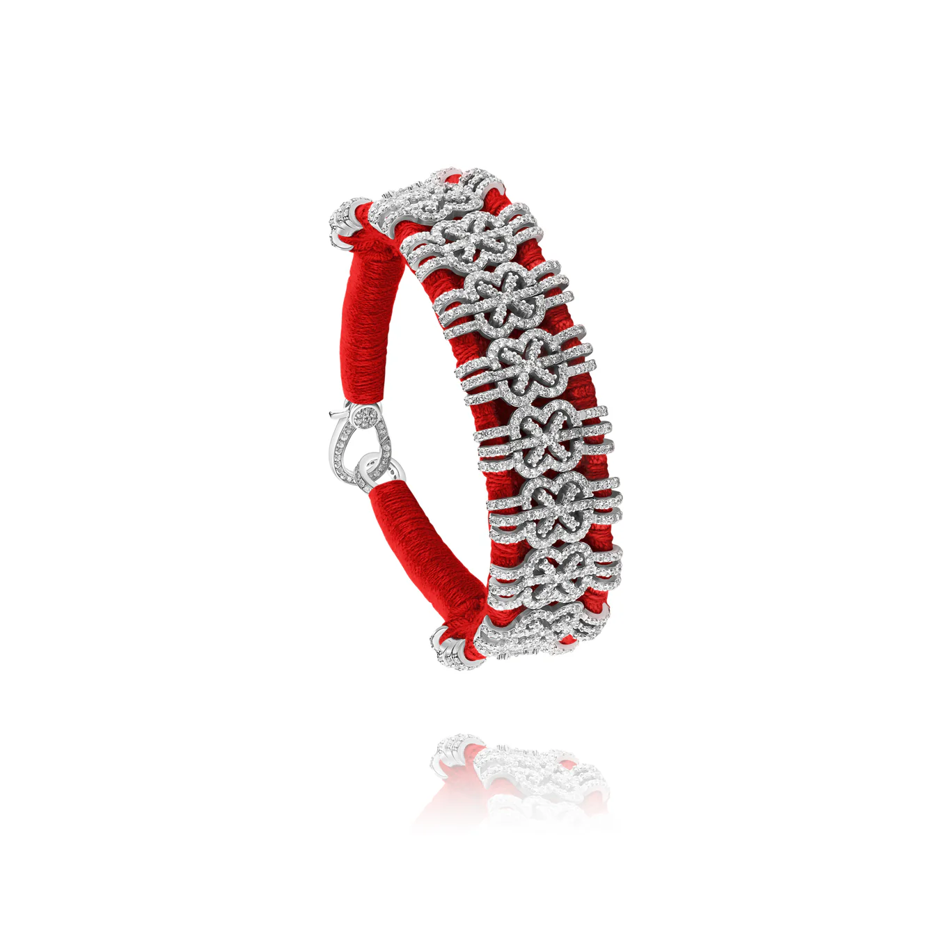 Woven Red Bracelet With Diamonds
