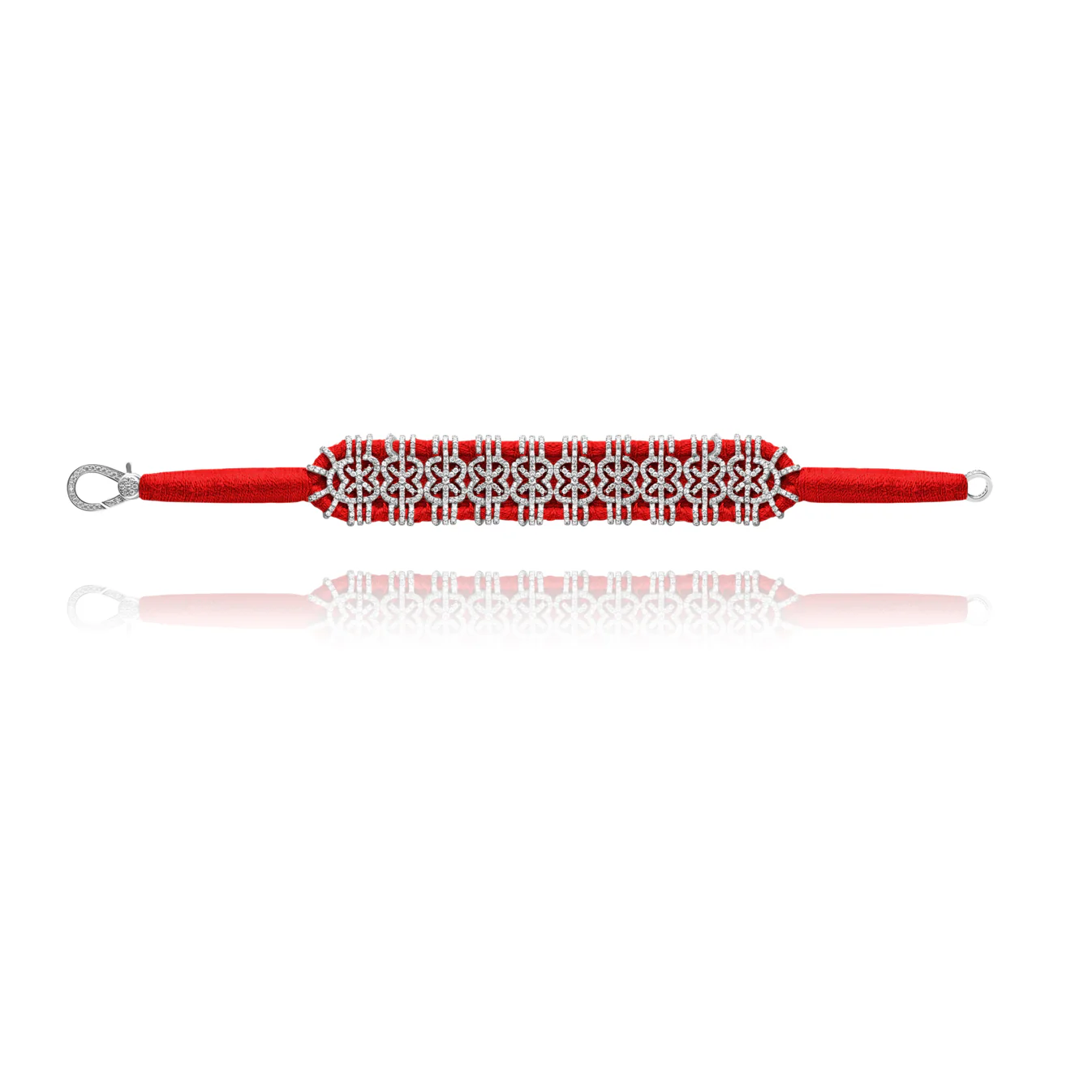 Woven Red Bracelet With Diamonds