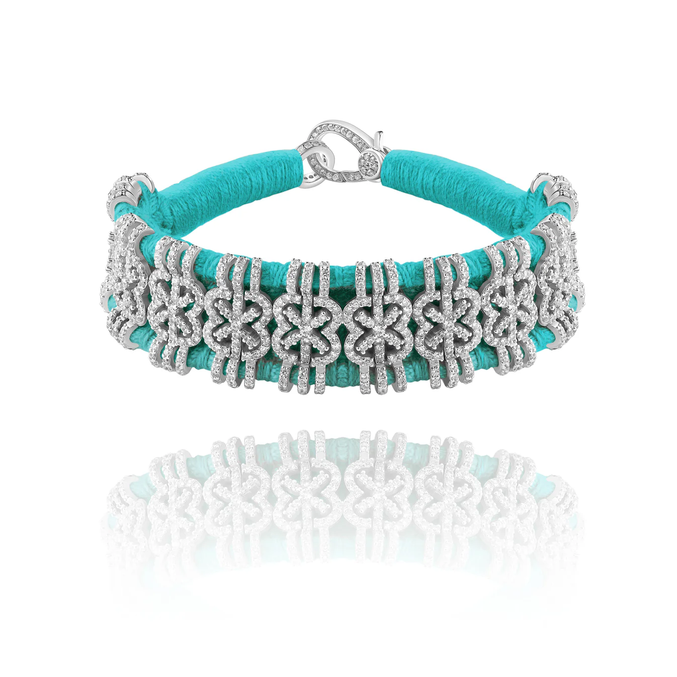 Woven Turquoise Bracelet With Diamonds