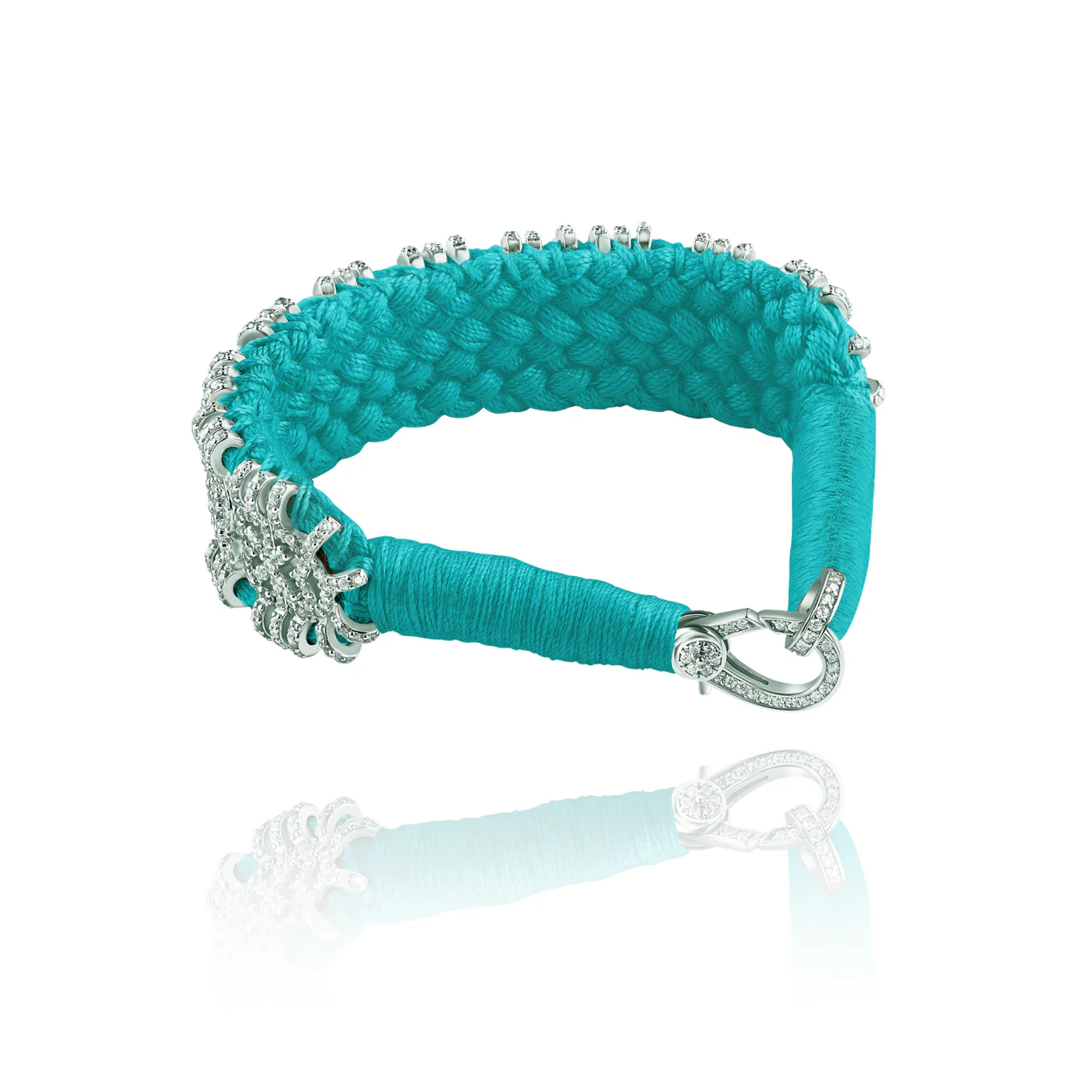Woven Turquoise Bracelet With Diamonds