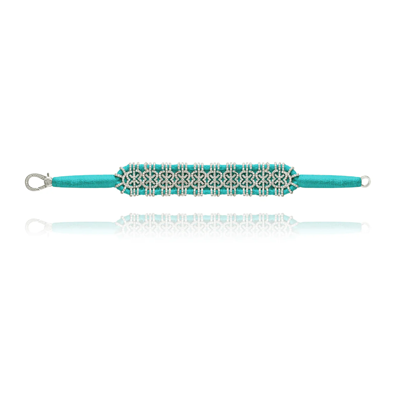 Woven Turquoise Bracelet With Diamonds