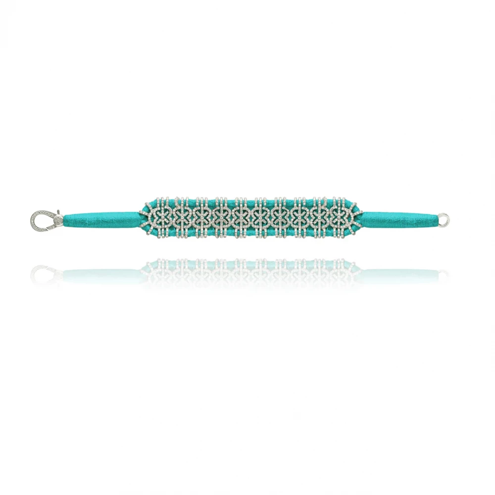 Woven Turquoise Bracelet With Diamonds