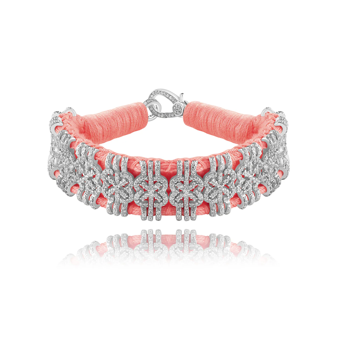 Woven Coral Bracelet With Diamonds